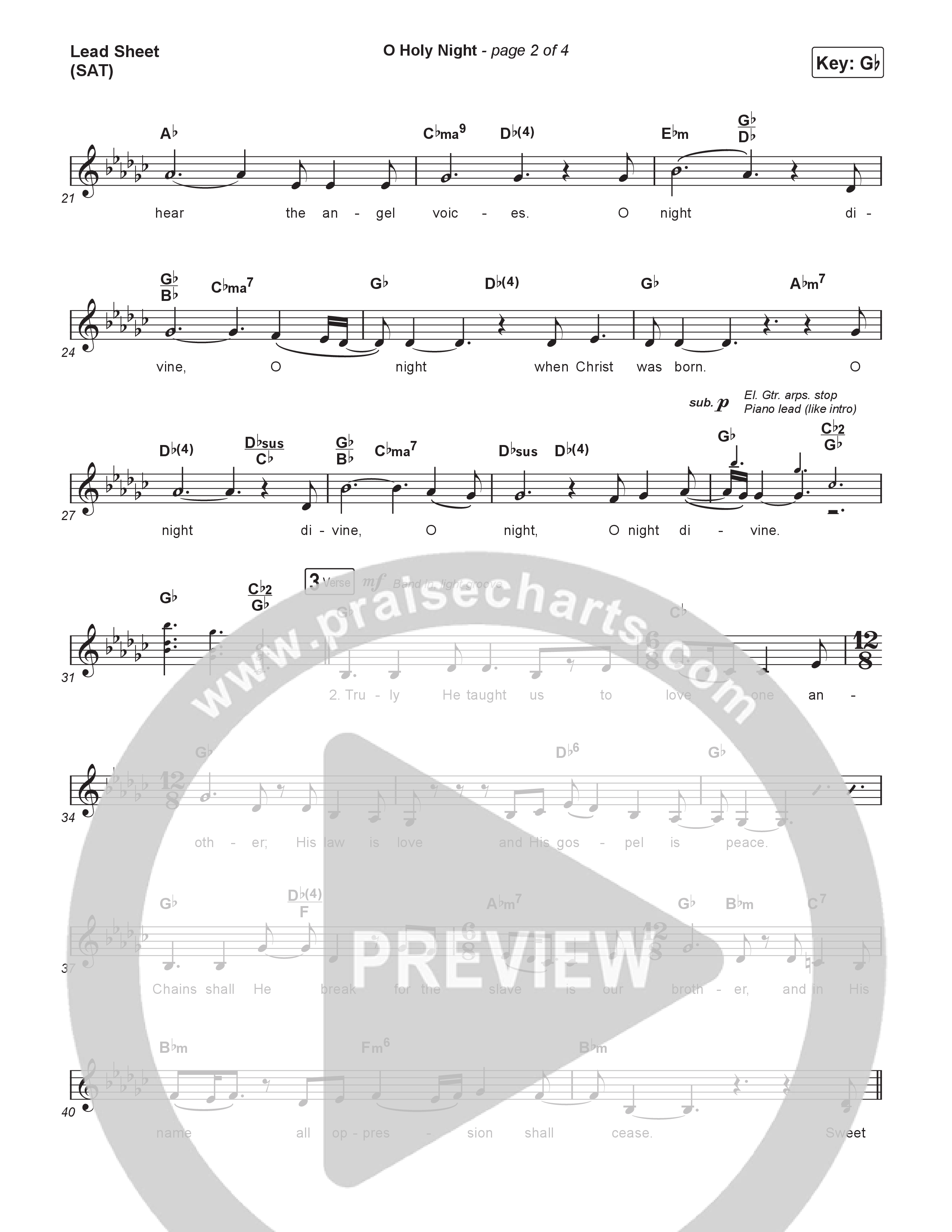 O Holy Night Lead Sheet (SAT) (Rock City Worship)