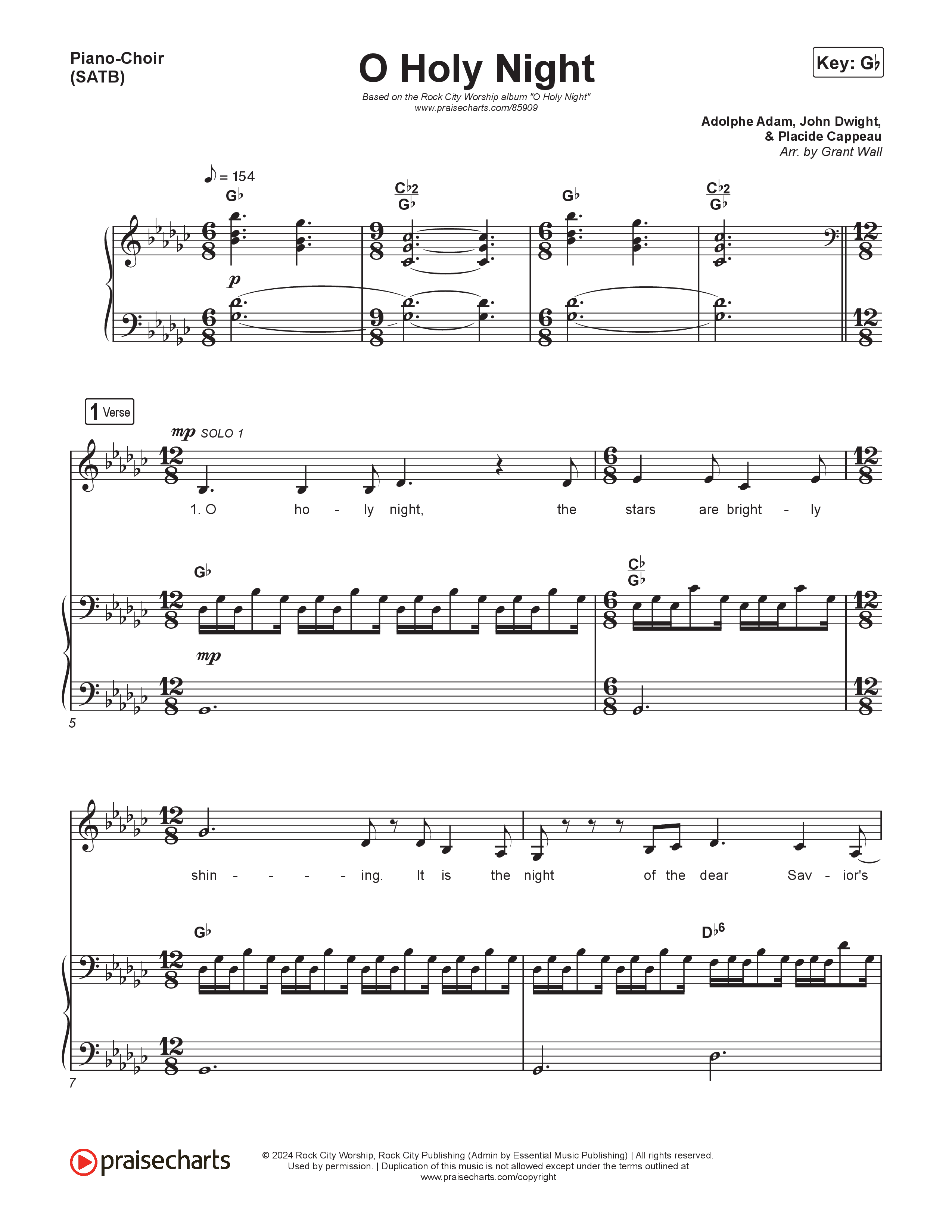 O Holy Night Piano/Vocal (SATB) (Rock City Worship)