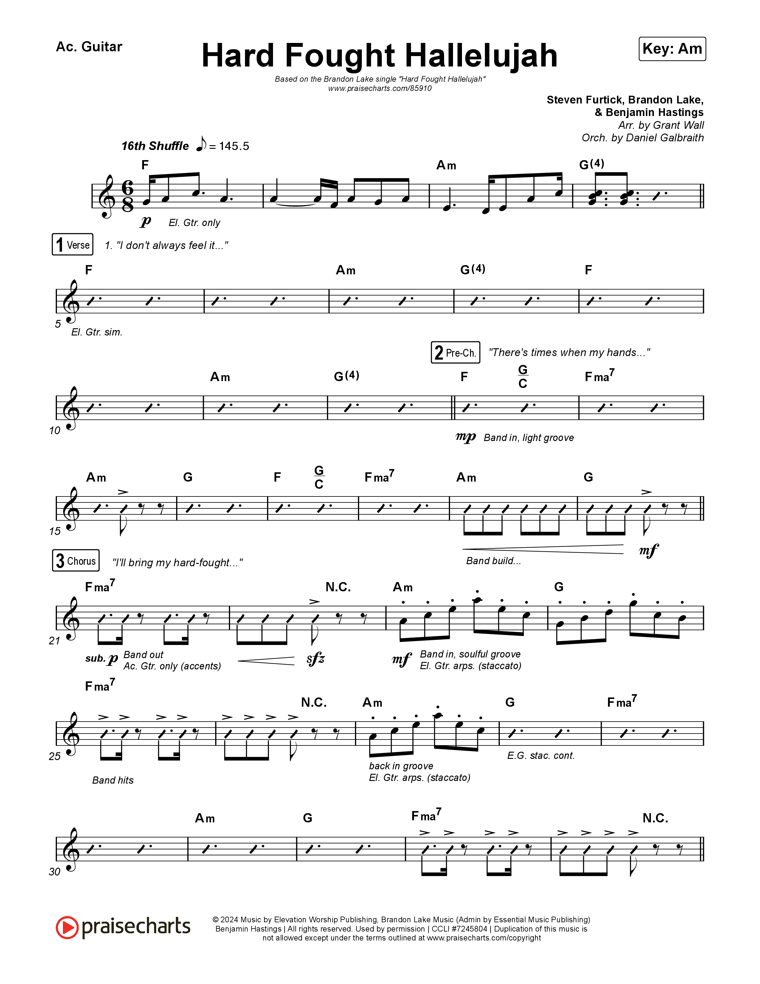 Hard Fought Hallelujah Acoustic Guitar (Brandon Lake)