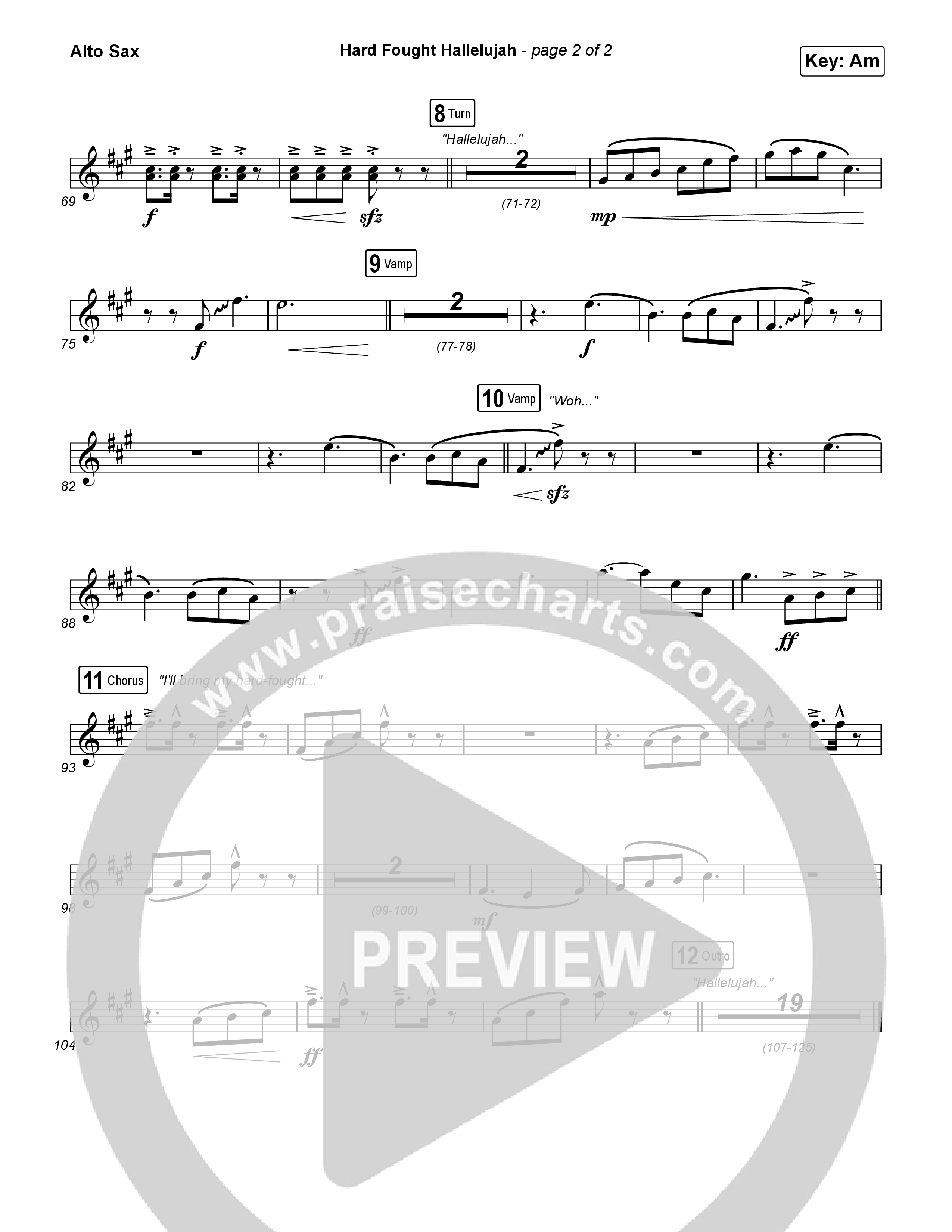 Hard Fought Hallelujah Alto Sax (Brandon Lake)