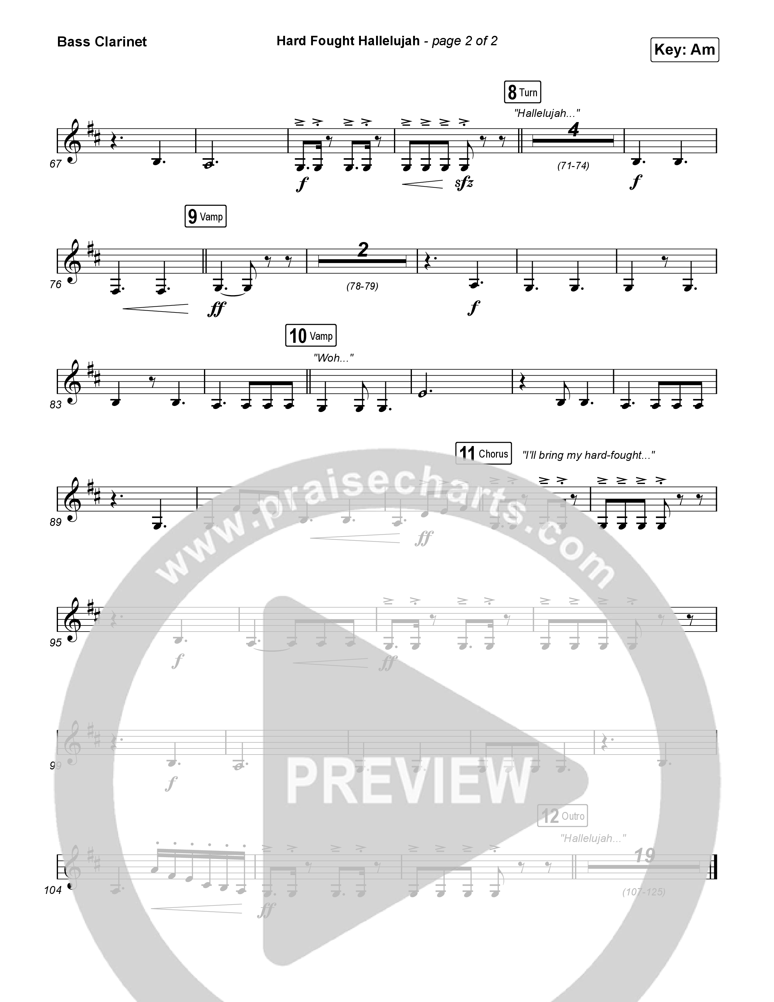 Hard Fought Hallelujah Bass Clarinet (Brandon Lake)