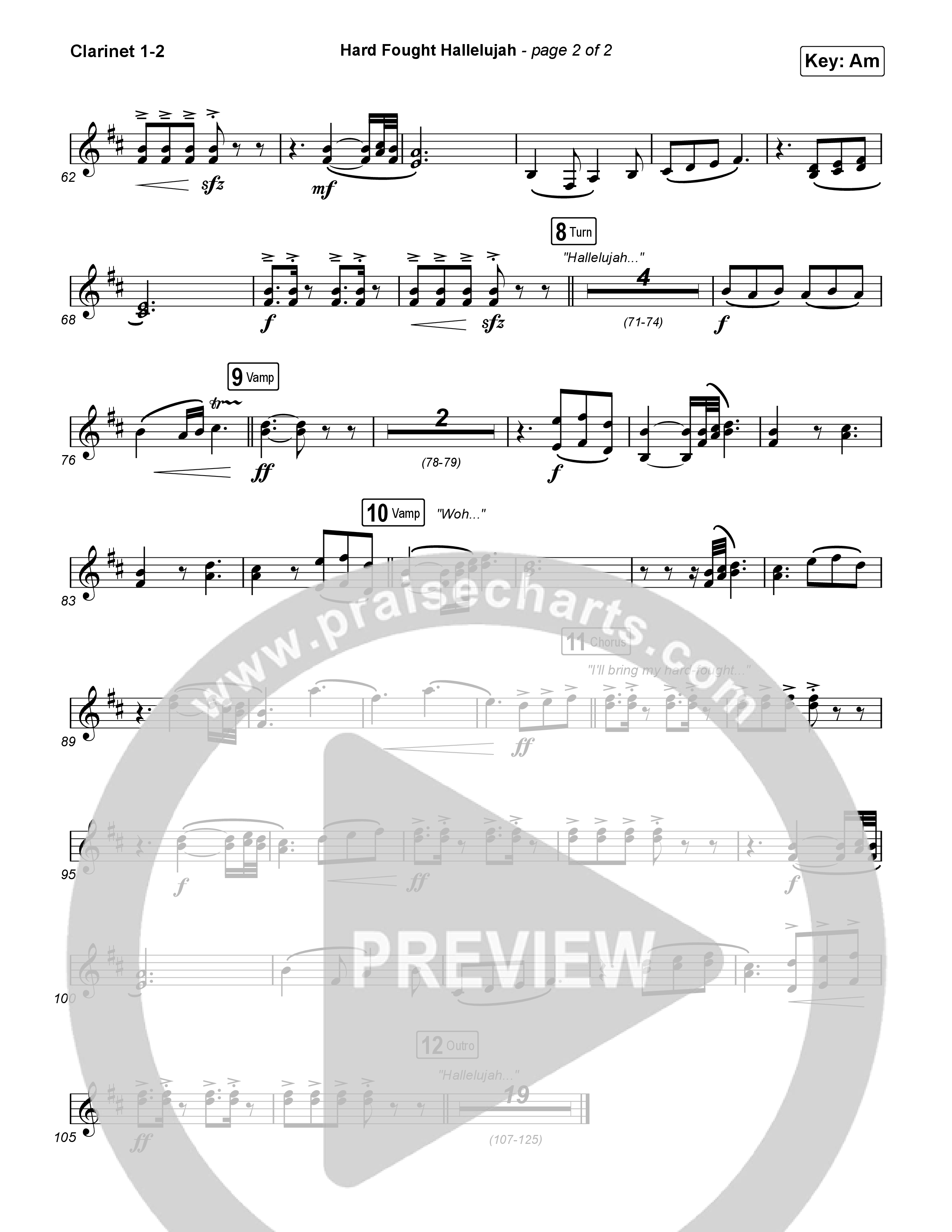 Hard Fought Hallelujah Clarinet 1,2 (Brandon Lake)