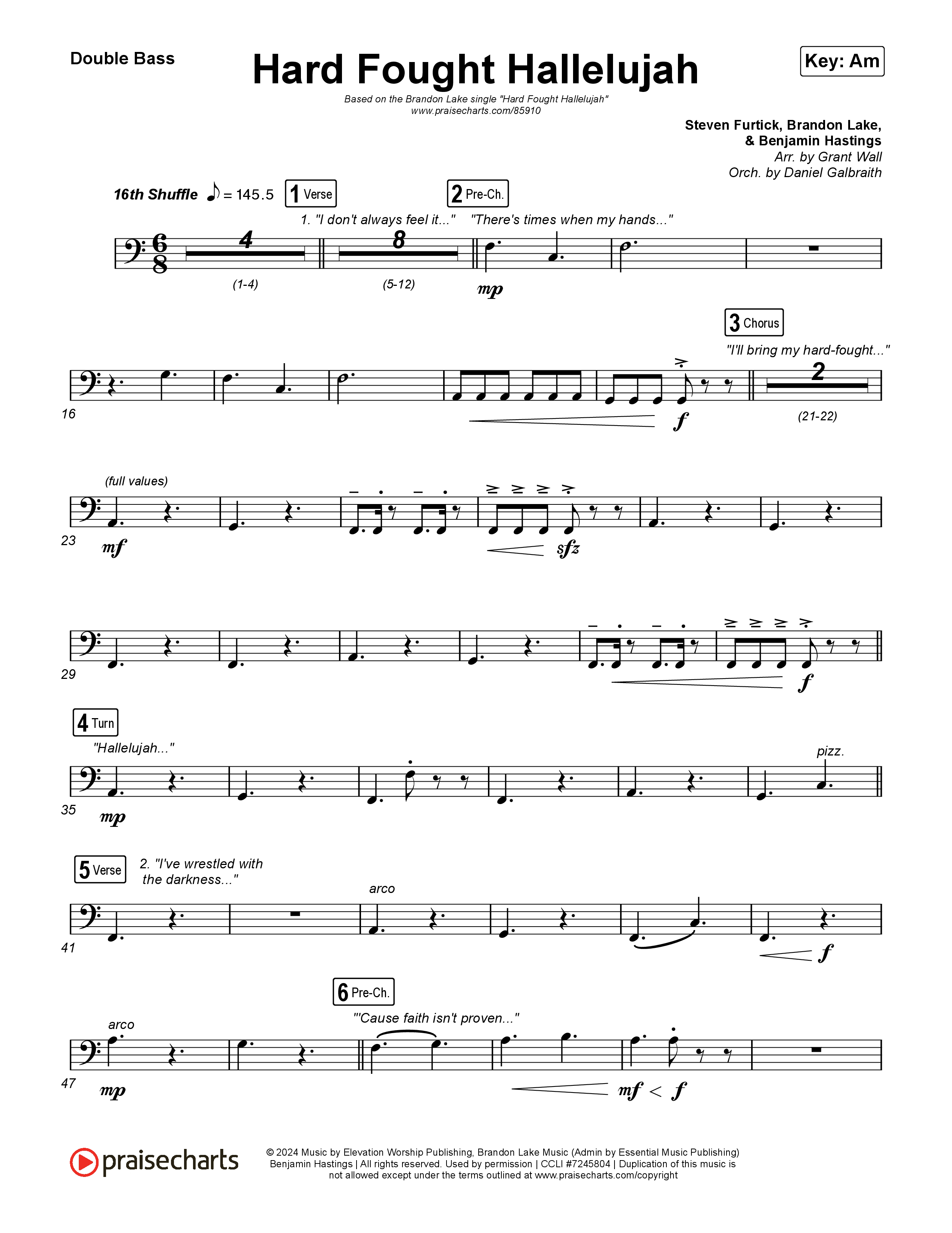 Hard Fought Hallelujah String Bass (Brandon Lake)