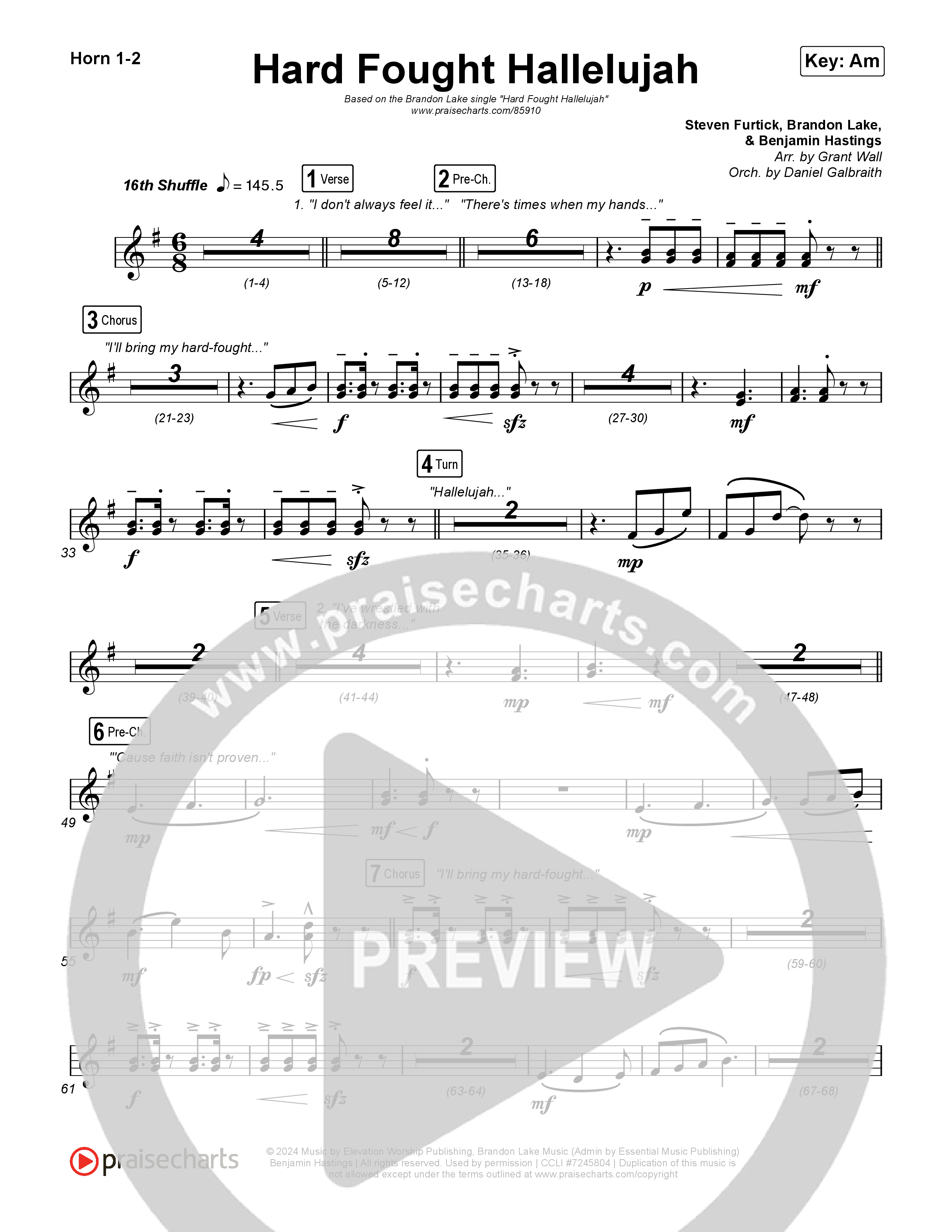 Hard Fought Hallelujah French Horn 1,2 (Brandon Lake)