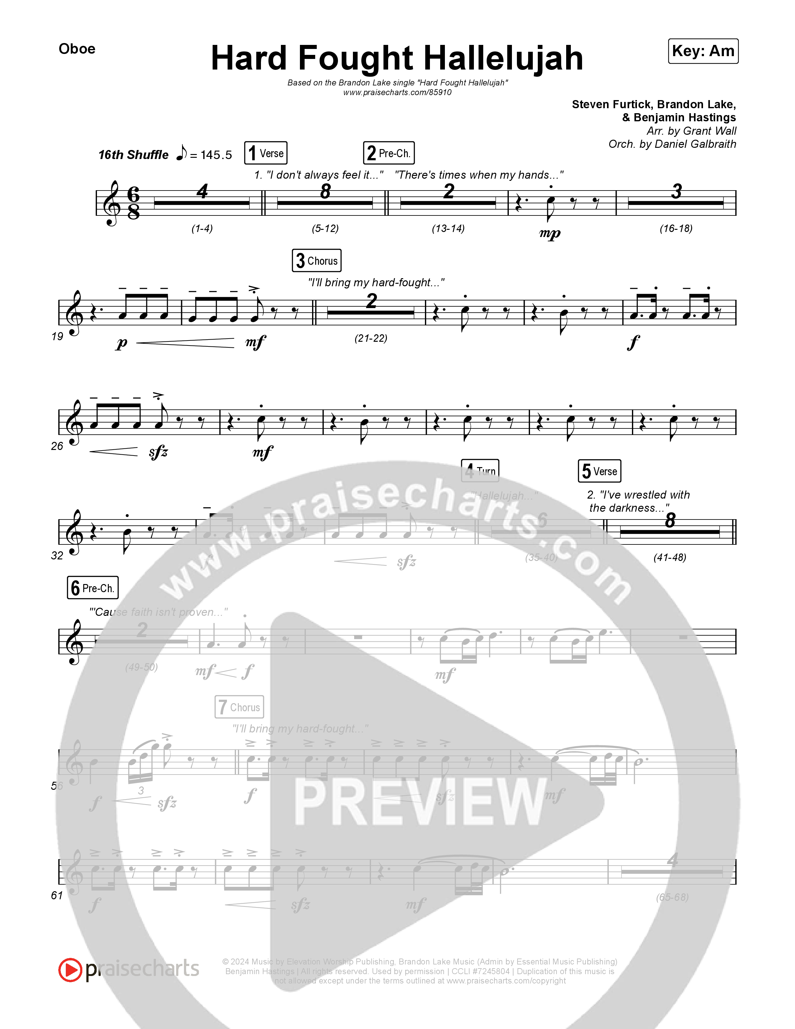 Hard Fought Hallelujah Oboe (Brandon Lake)