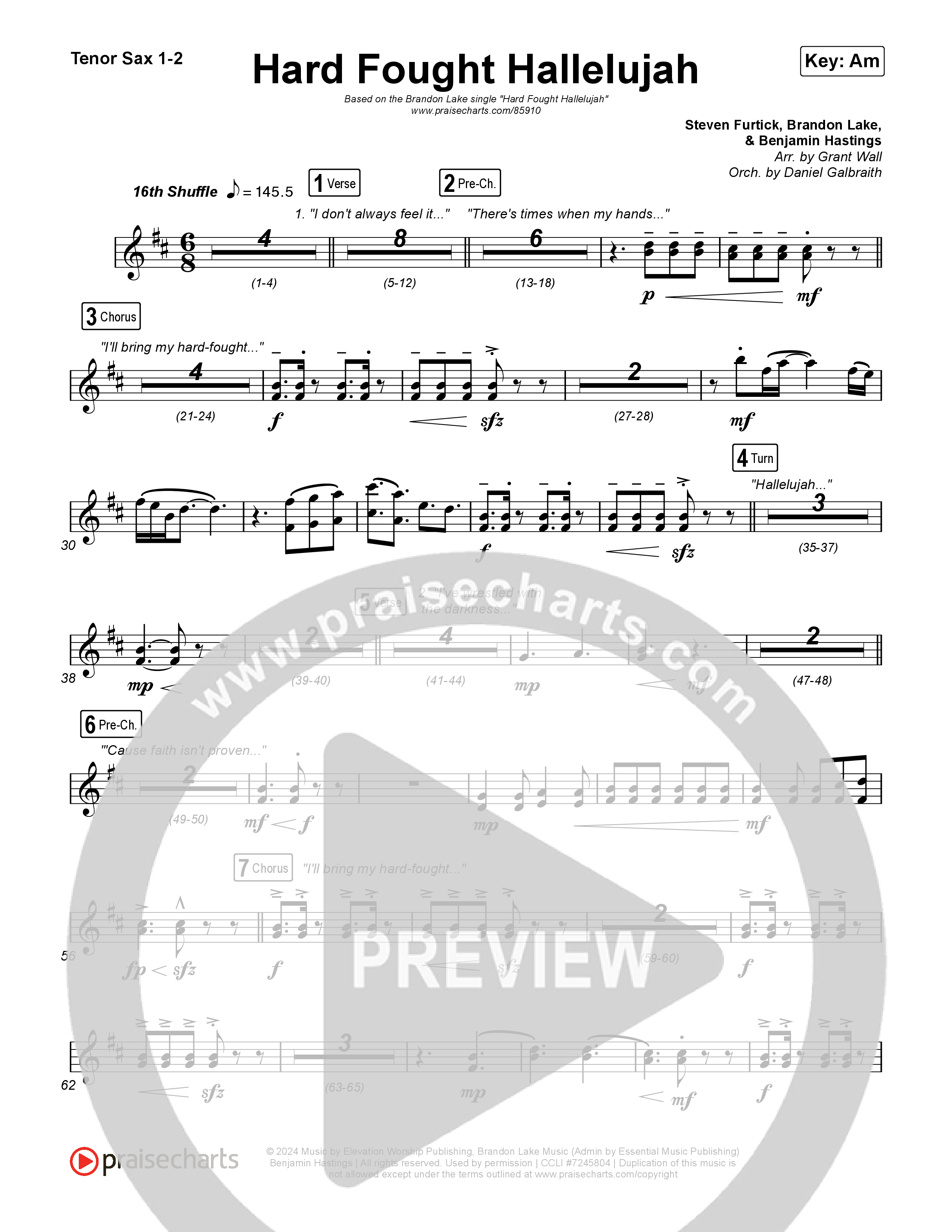 Hard Fought Hallelujah Sax Pack (Brandon Lake)