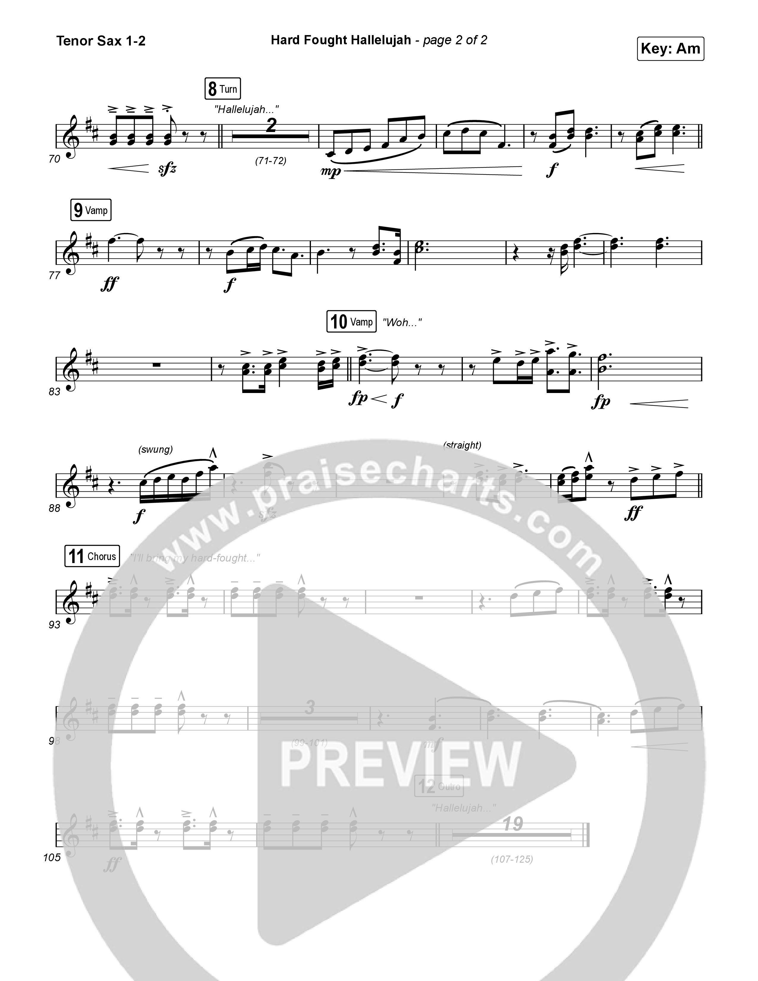 Hard Fought Hallelujah Tenor Sax 1,2 (Brandon Lake)