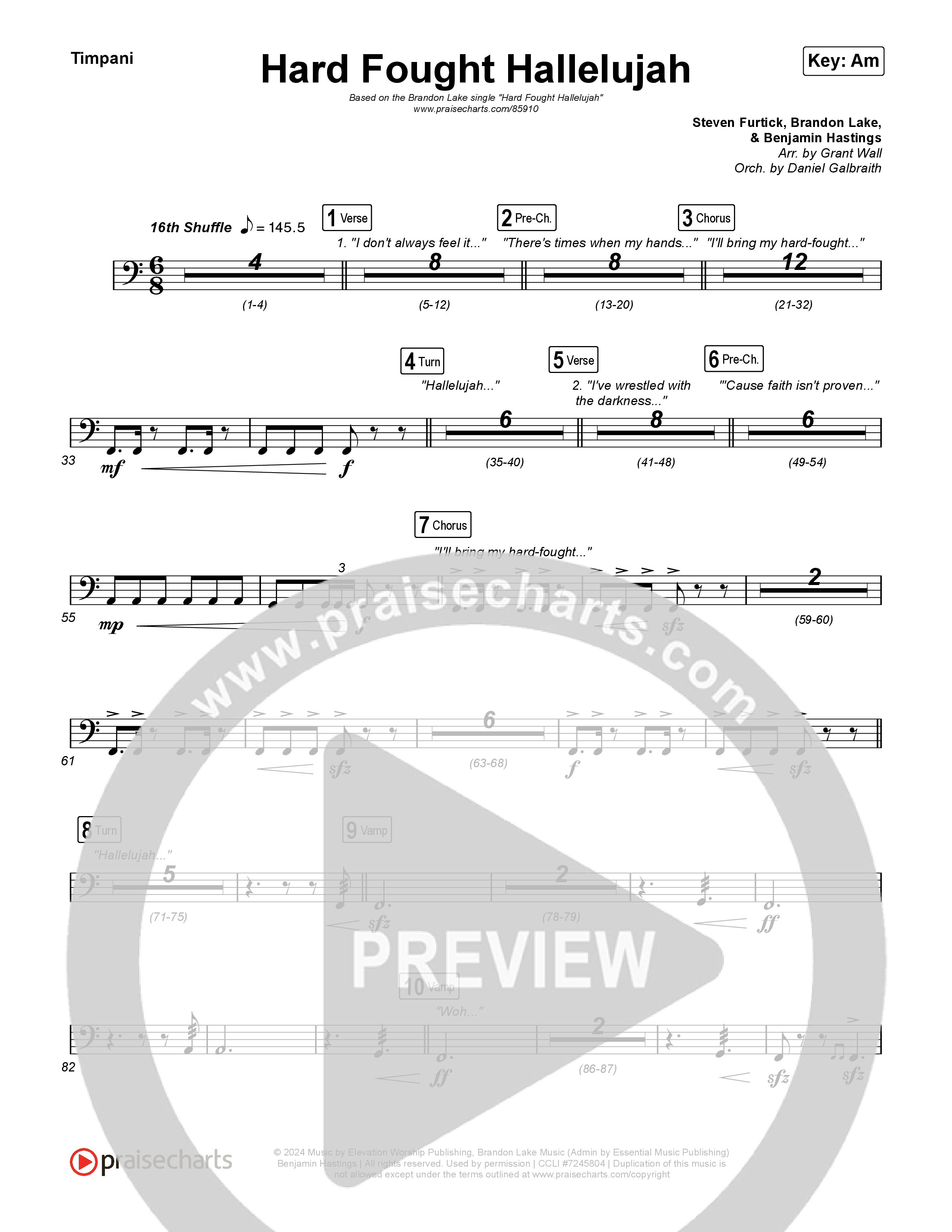 Hard Fought Hallelujah Timpani (Brandon Lake)