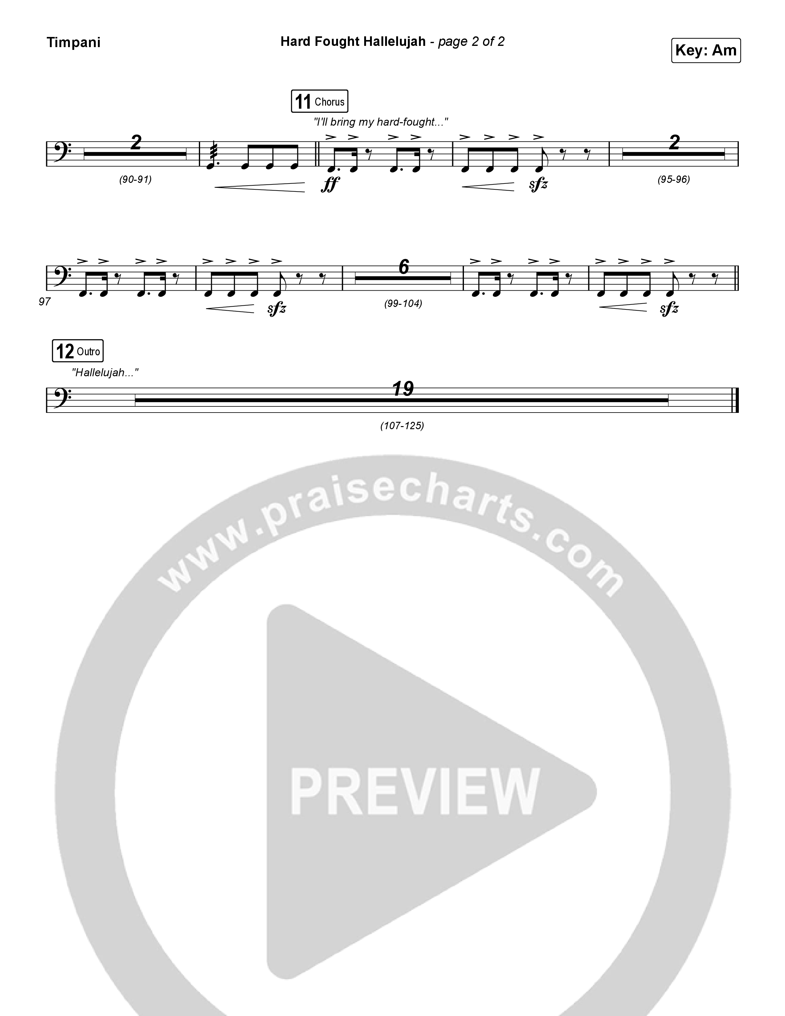 Hard Fought Hallelujah Timpani (Brandon Lake)