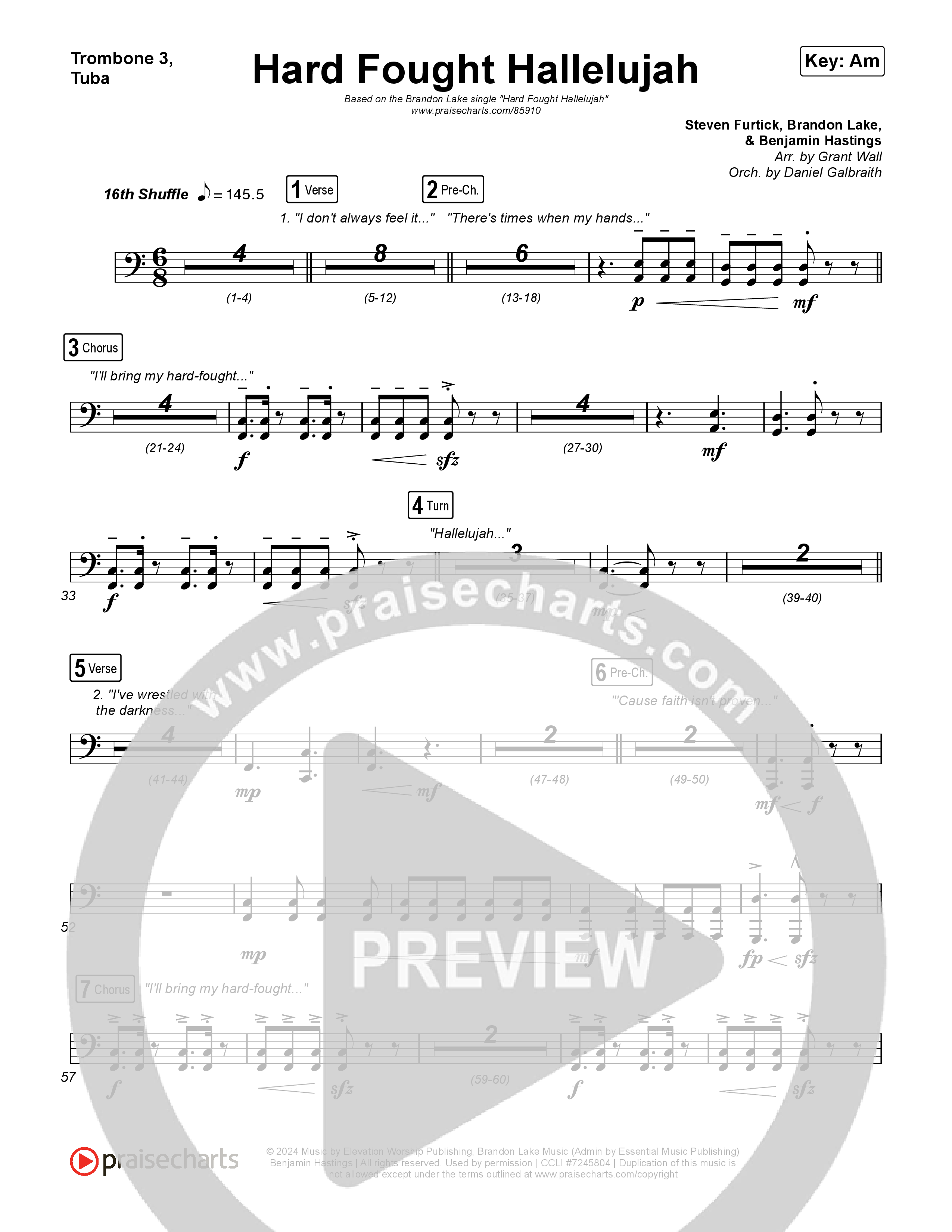 Hard Fought Hallelujah Trombone 1,2 (Brandon Lake)