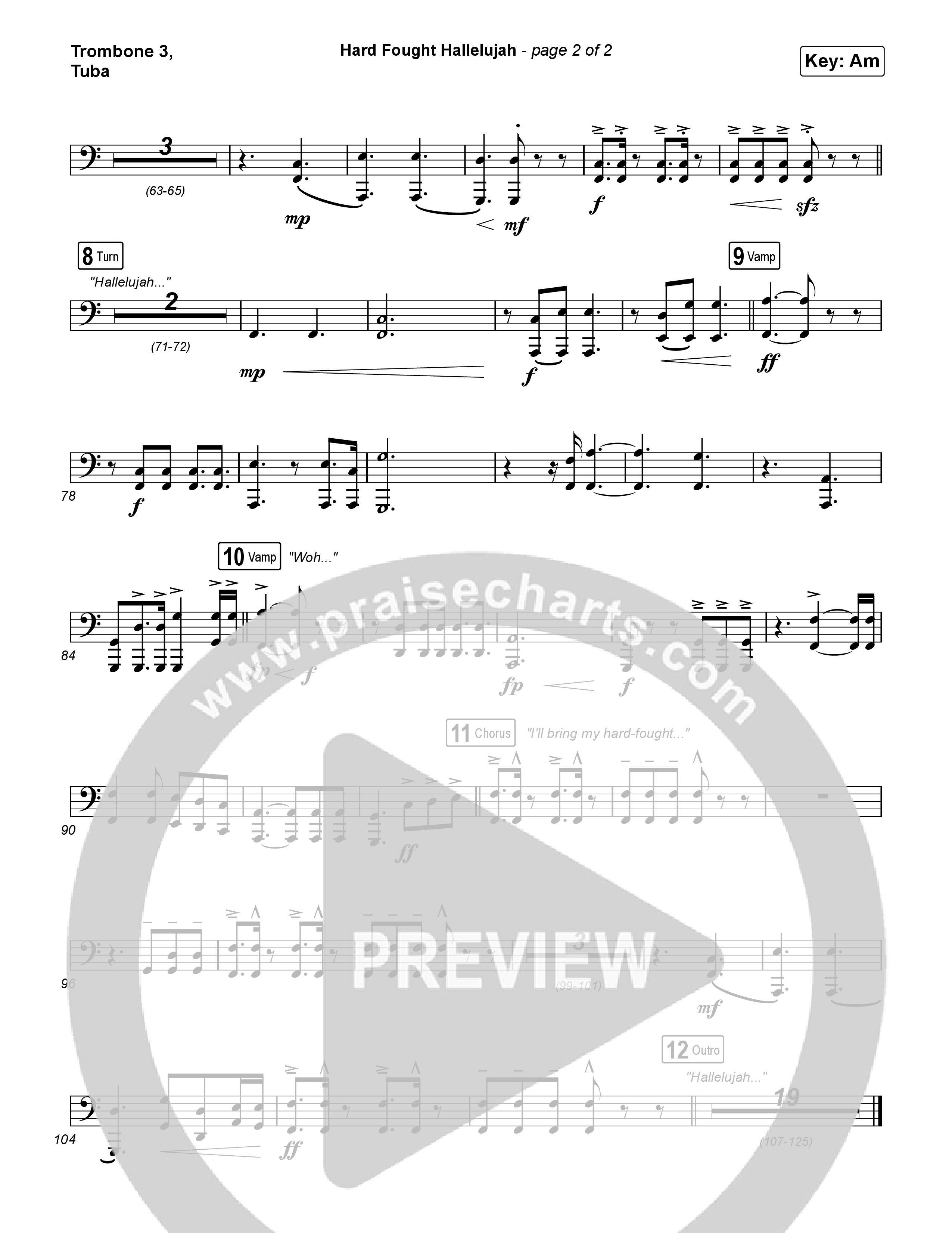 Hard Fought Hallelujah Trombone 3/Tuba (Brandon Lake)