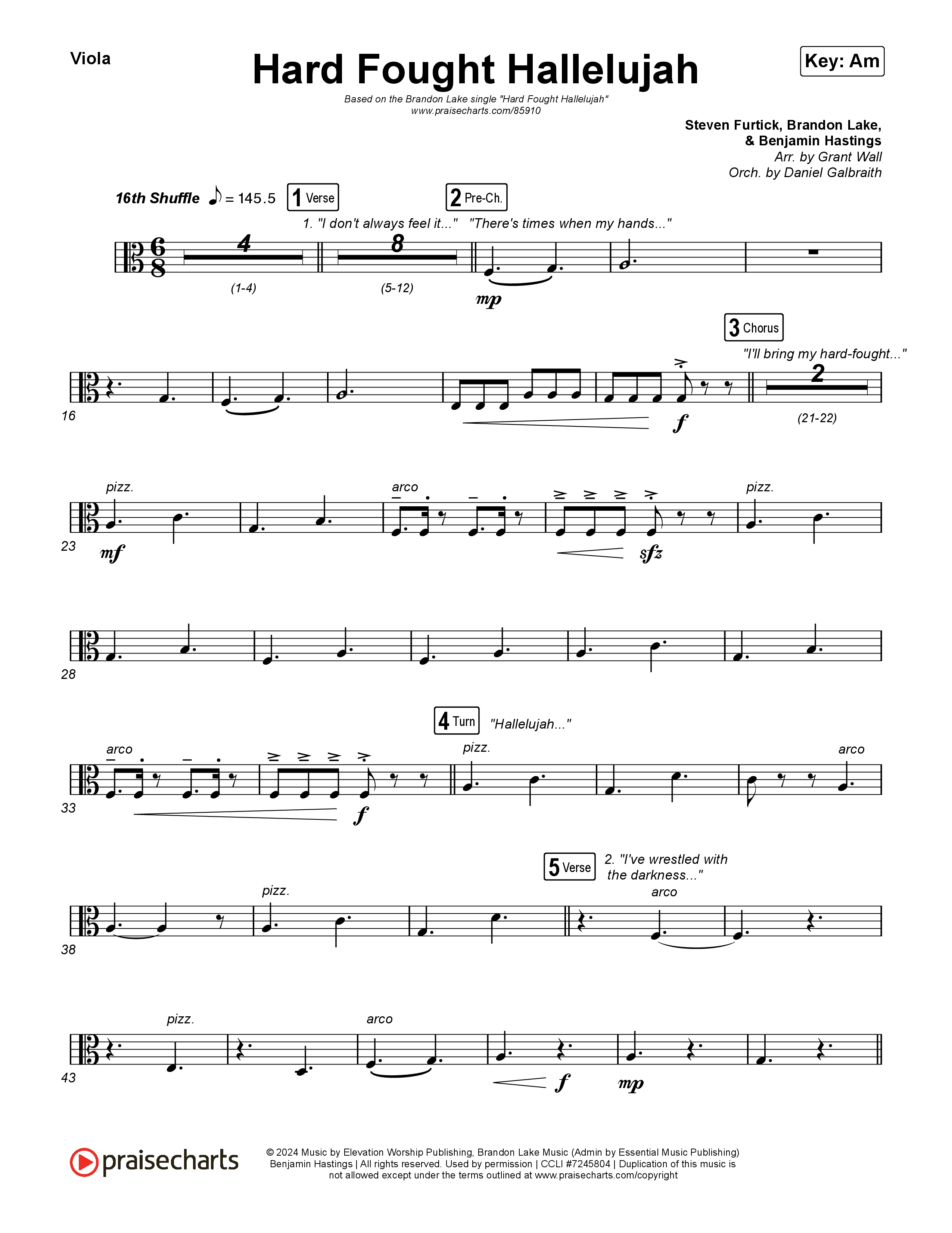 Hard Fought Hallelujah Viola (Brandon Lake)