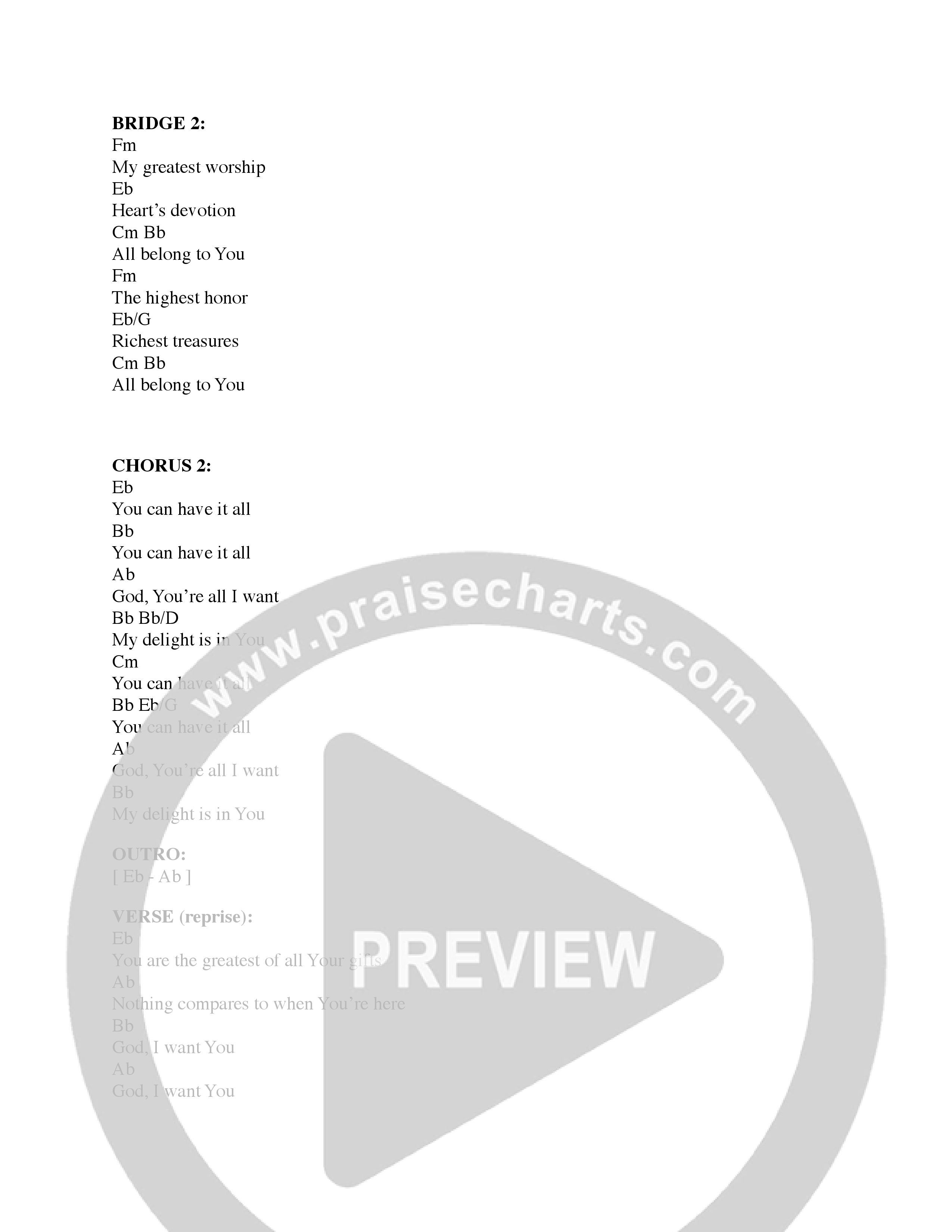Greatest of All Your Gifts Chord Chart (NewSpring Worship)
