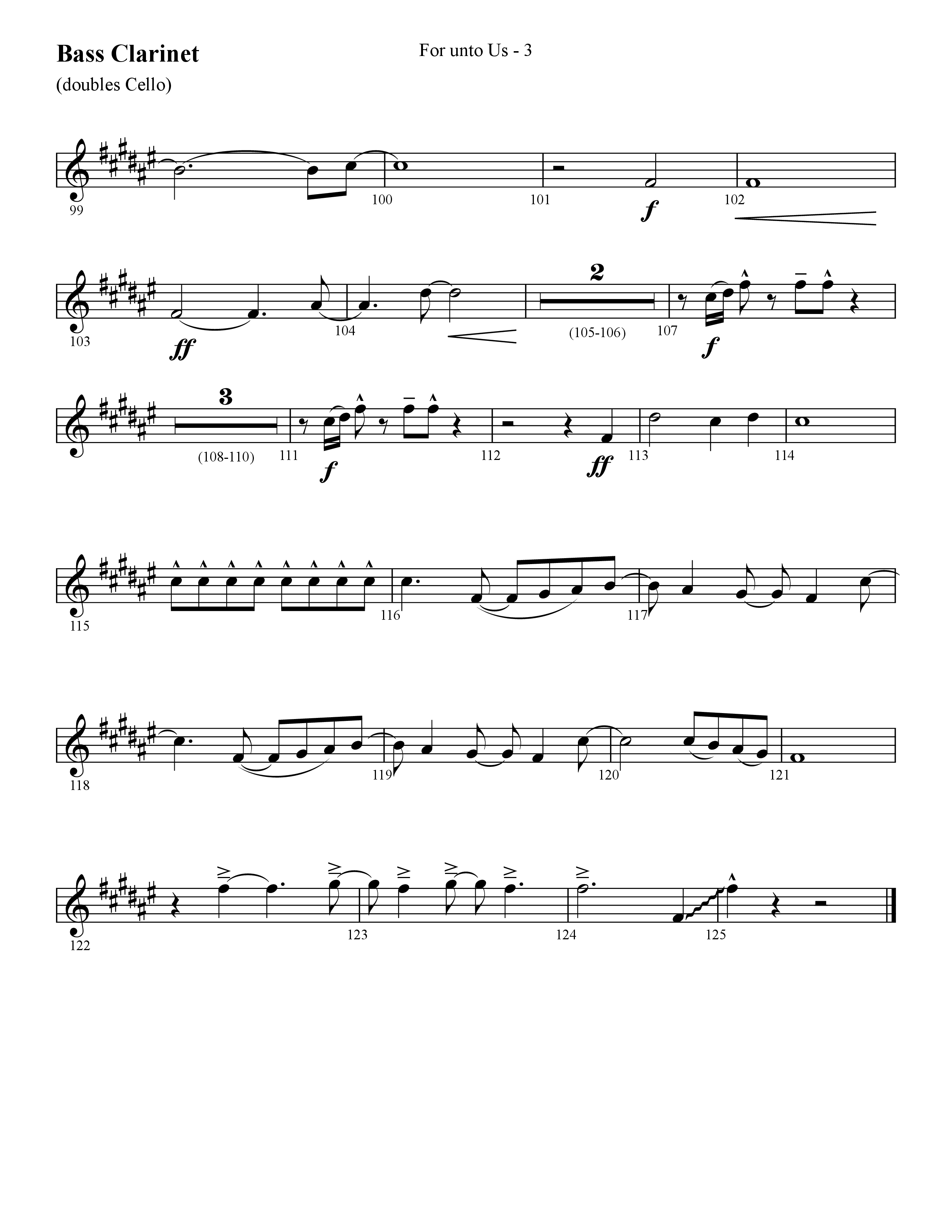 For Unto Us (Choral Anthem SATB) Bass Clarinet (Lifeway Choral / Arr. Cliff Duren)