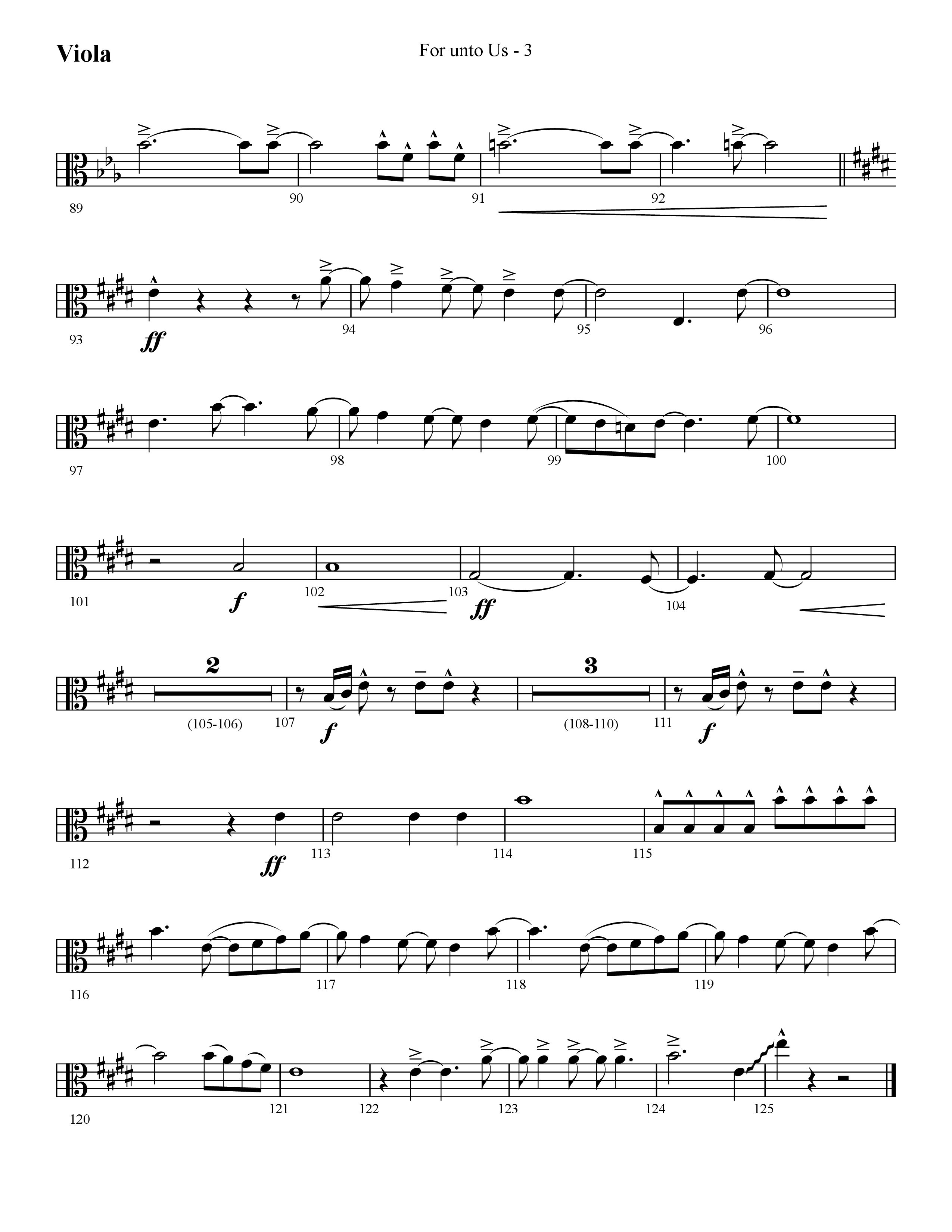 For Unto Us (Choral Anthem SATB) Viola (Lifeway Choral / Arr. Cliff Duren)