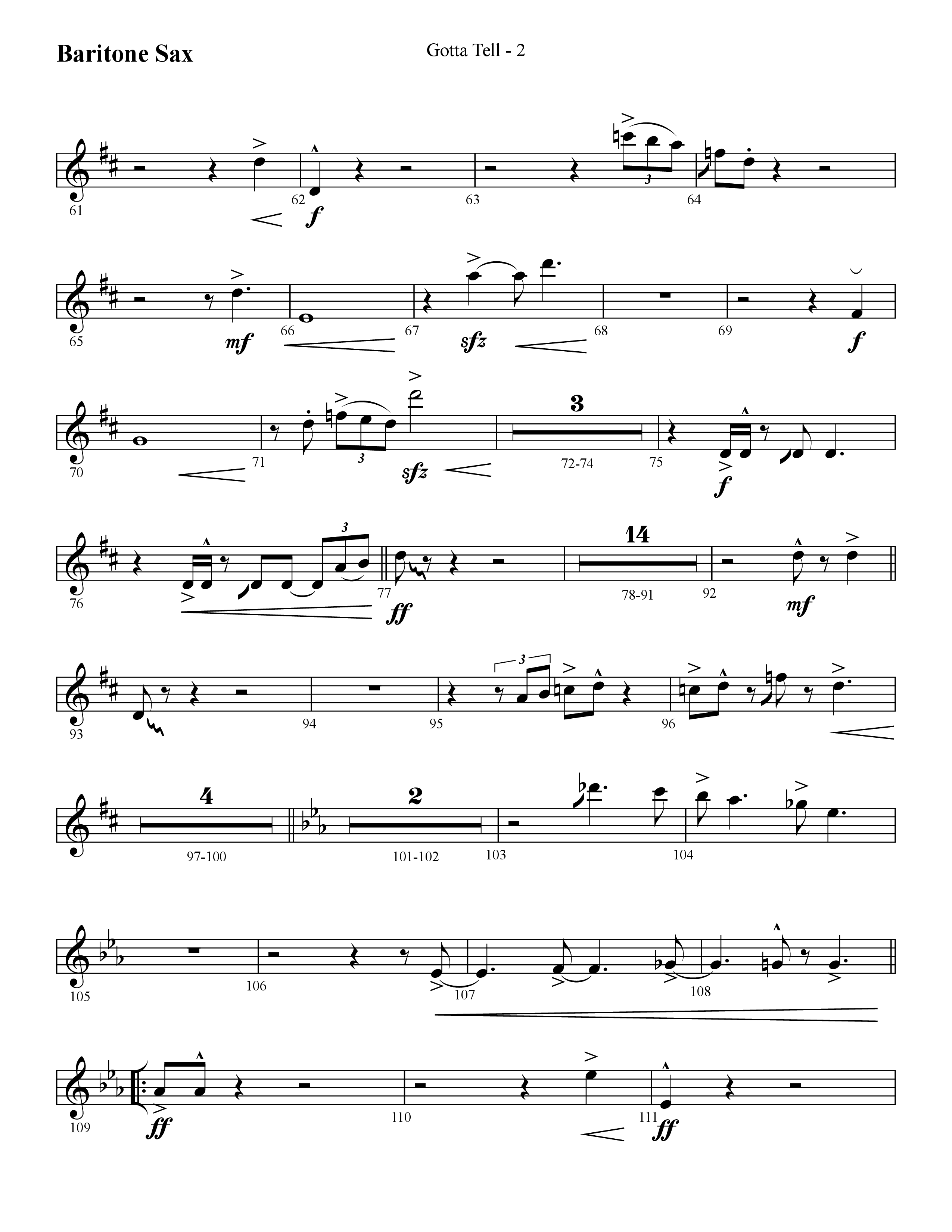Gotta Tell (Choral Anthem SATB) Bari Sax (Lifeway Choral / Arr. Cliff Duren)