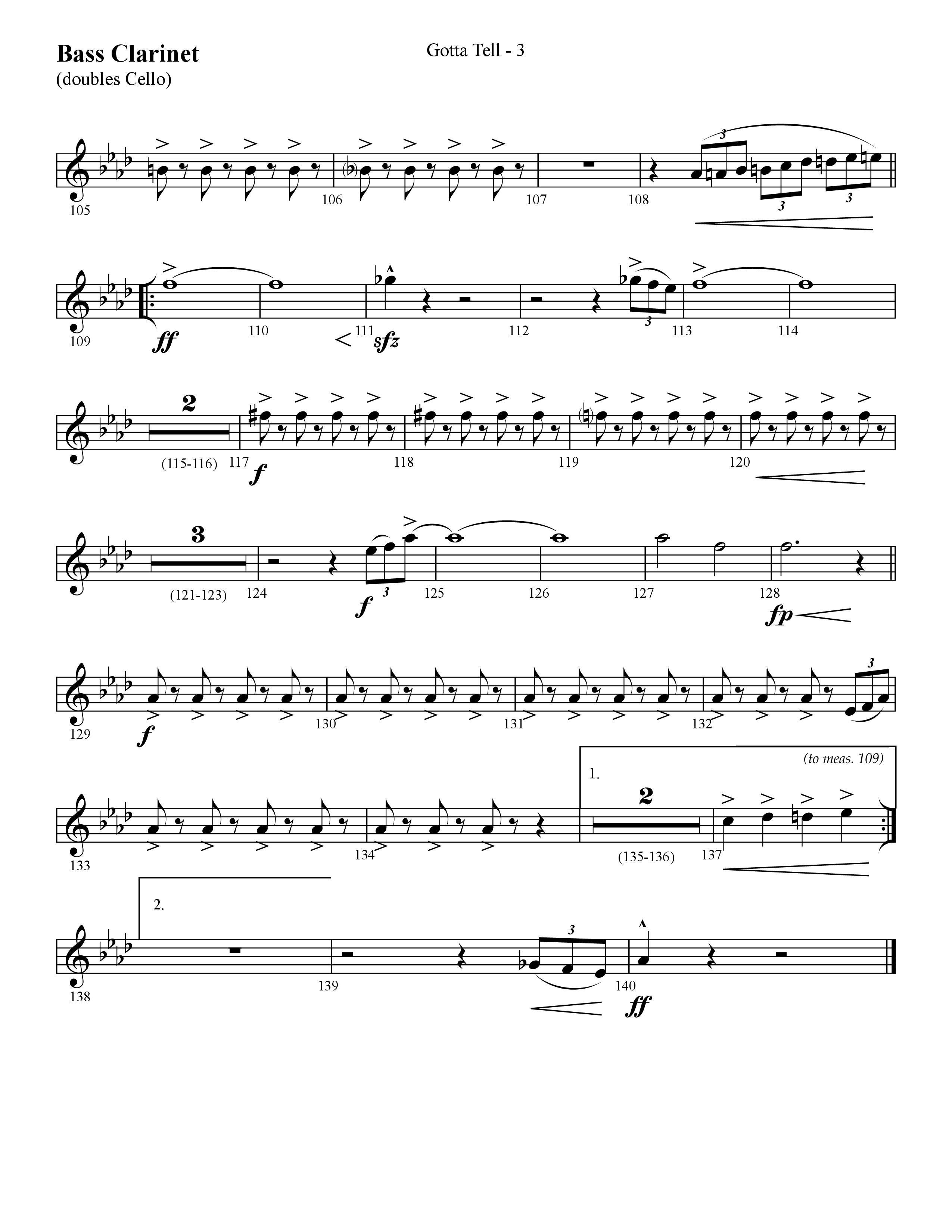 Gotta Tell (Choral Anthem SATB) Bass Clarinet (Lifeway Choral / Arr. Cliff Duren)