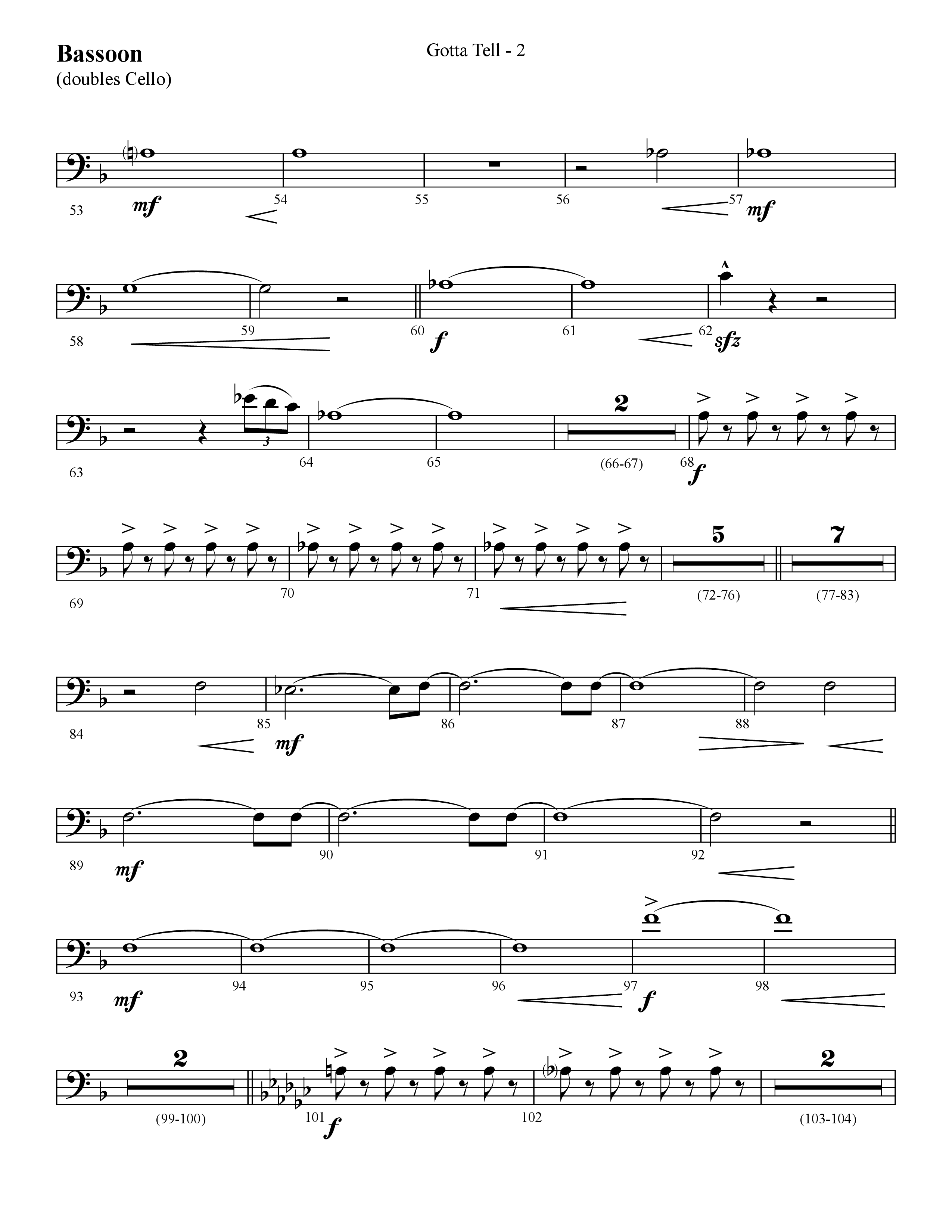 Gotta Tell (Choral Anthem SATB) Bassoon (Lifeway Choral / Arr. Cliff Duren)