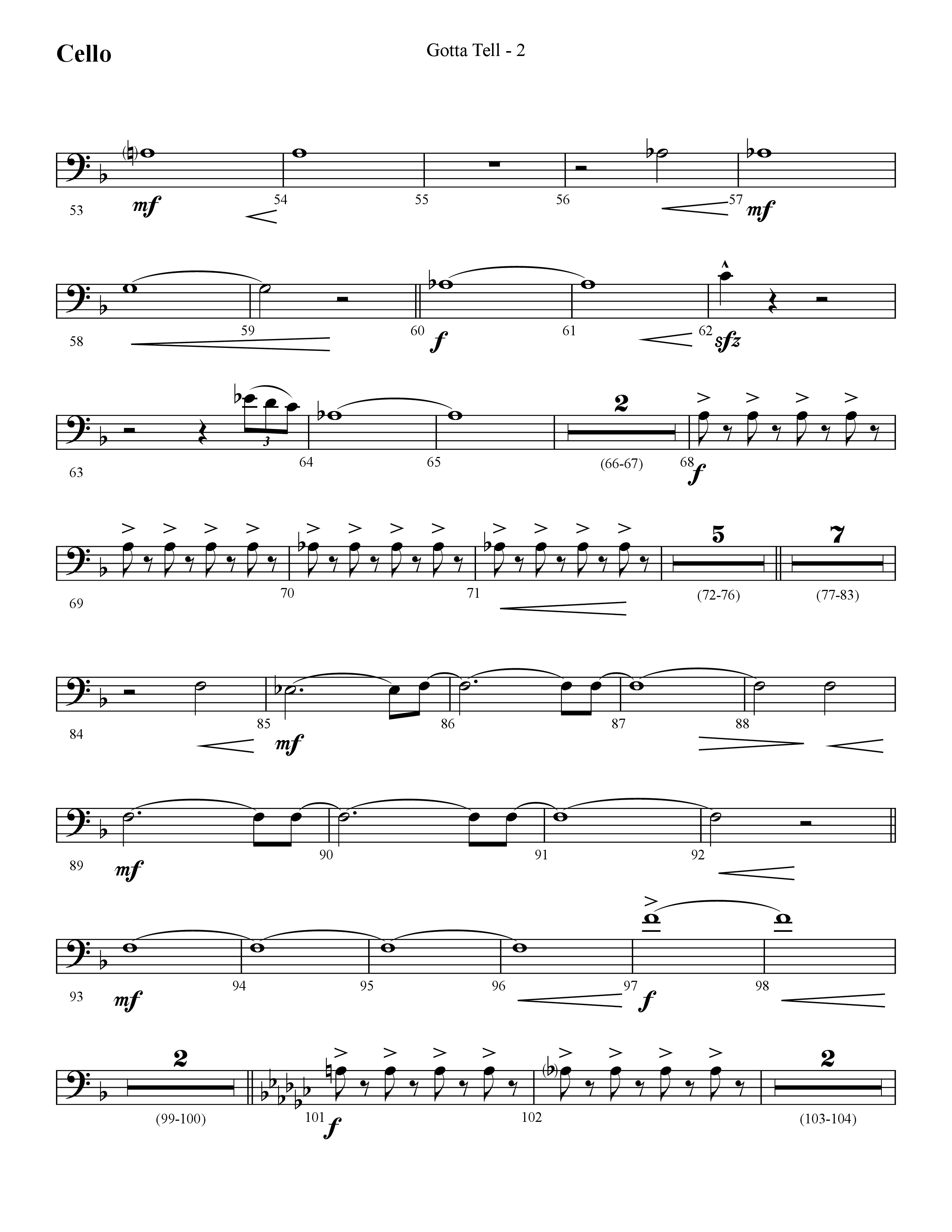 Gotta Tell (Choral Anthem SATB) Cello (Lifeway Choral / Arr. Cliff Duren)