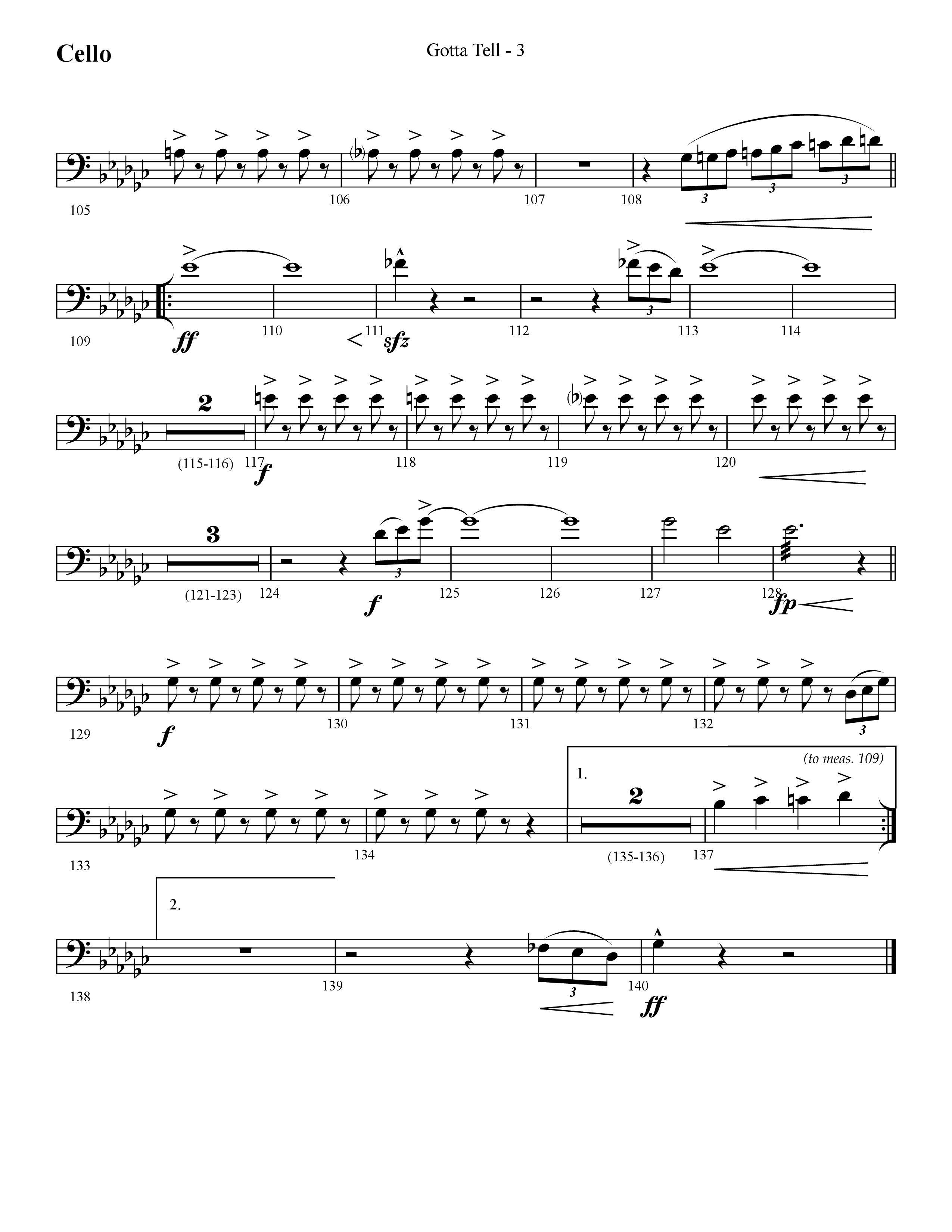 Gotta Tell (Choral Anthem SATB) Cello (Lifeway Choral / Arr. Cliff Duren)