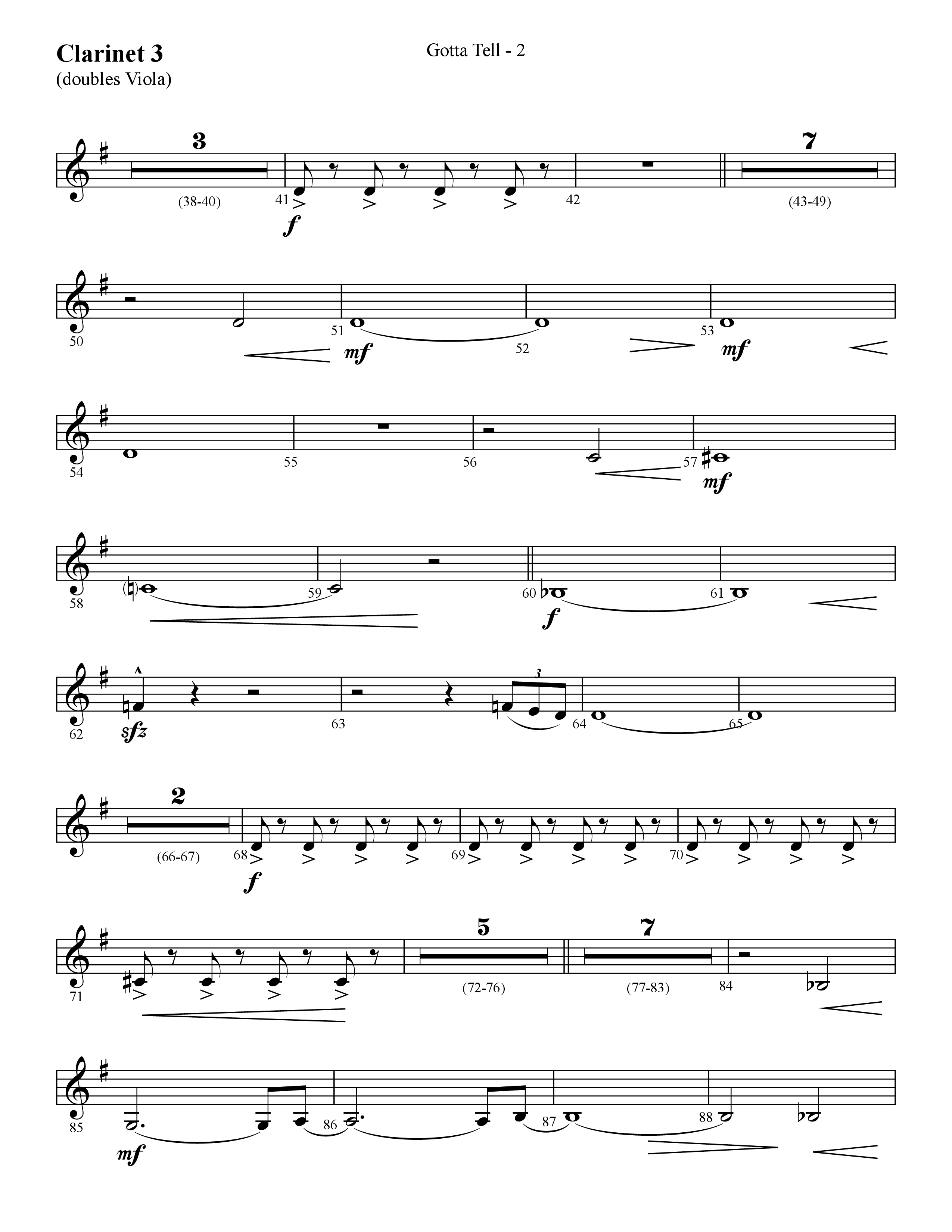 Gotta Tell (Choral Anthem SATB) Clarinet 3 (Lifeway Choral / Arr. Cliff Duren)