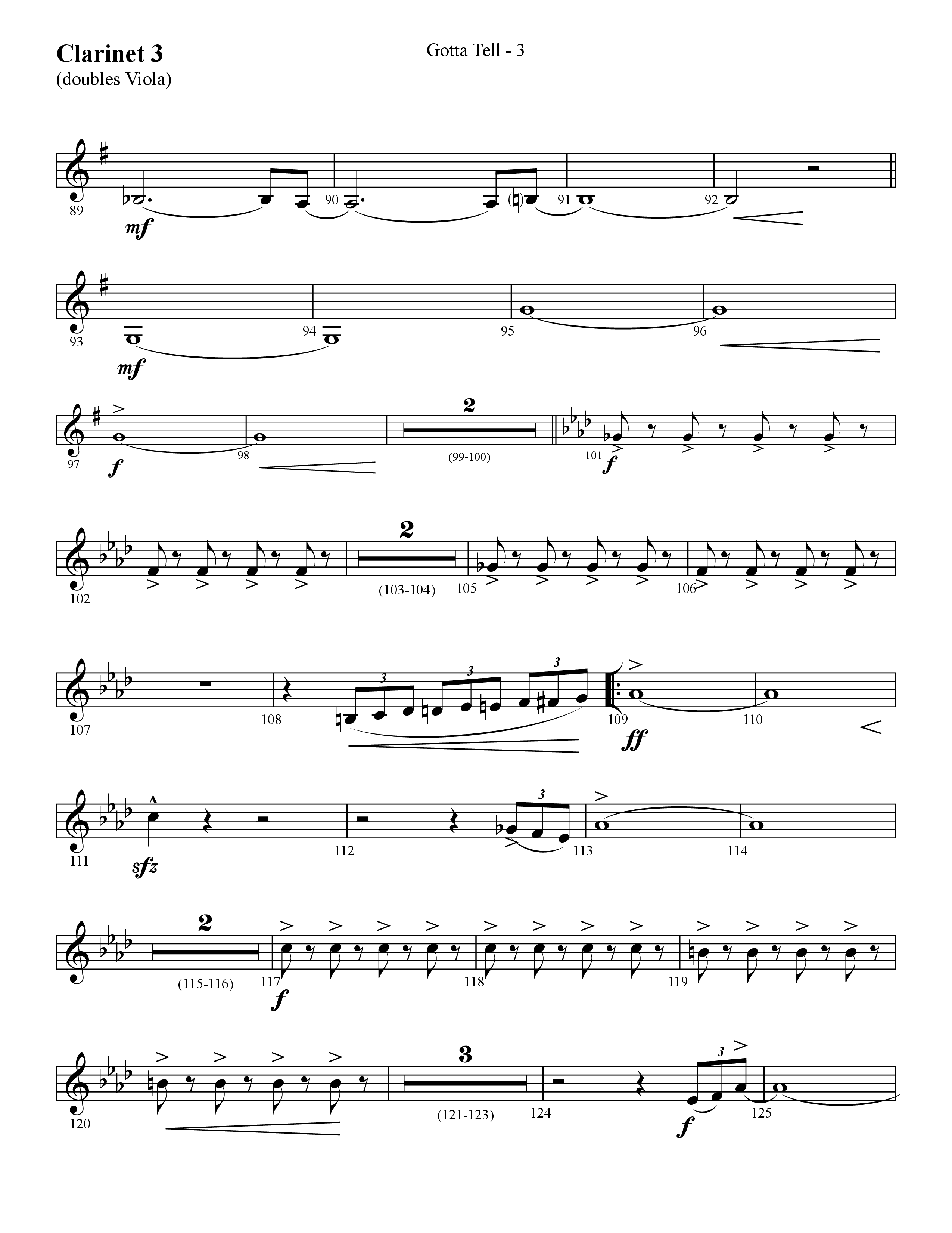 Gotta Tell (Choral Anthem SATB) Clarinet 3 (Lifeway Choral / Arr. Cliff Duren)