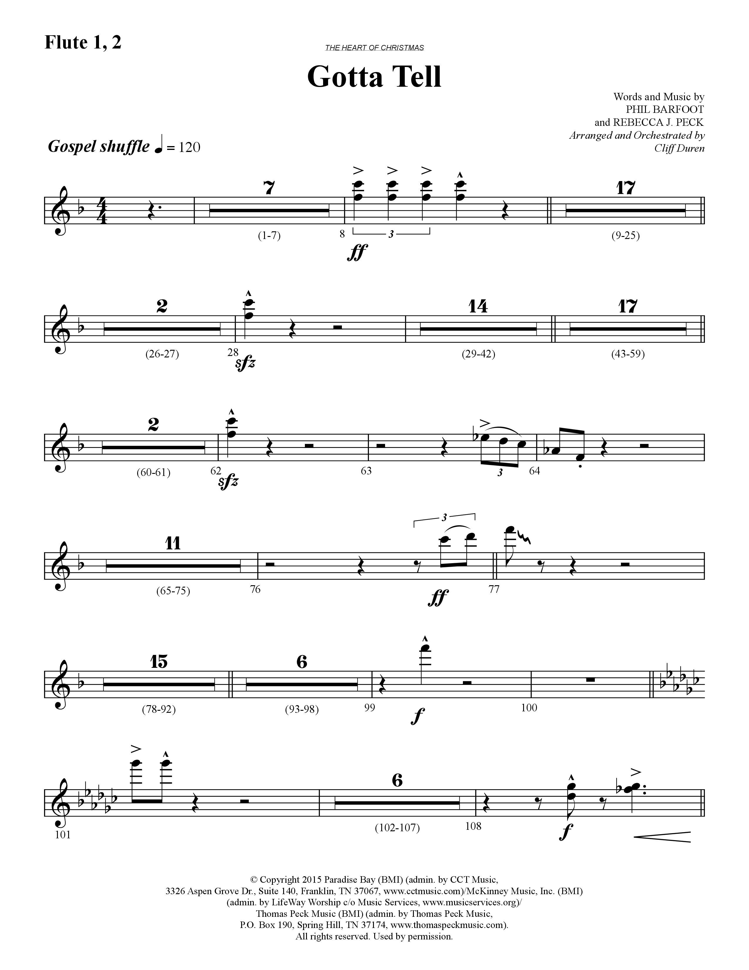 Gotta Tell (Choral Anthem SATB) Flute 1/2 (Lifeway Choral / Arr. Cliff Duren)