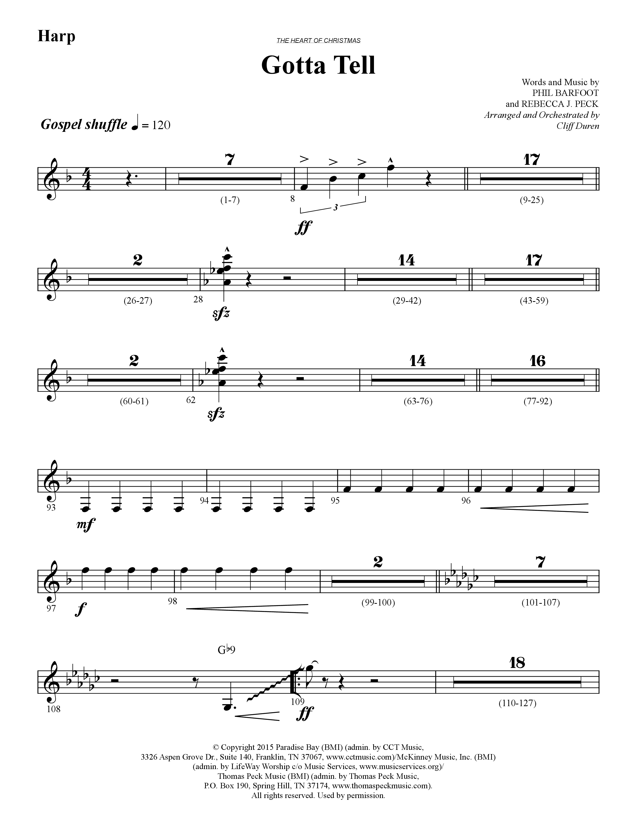 Gotta Tell (Choral Anthem SATB) Harp (Lifeway Choral / Arr. Cliff Duren)