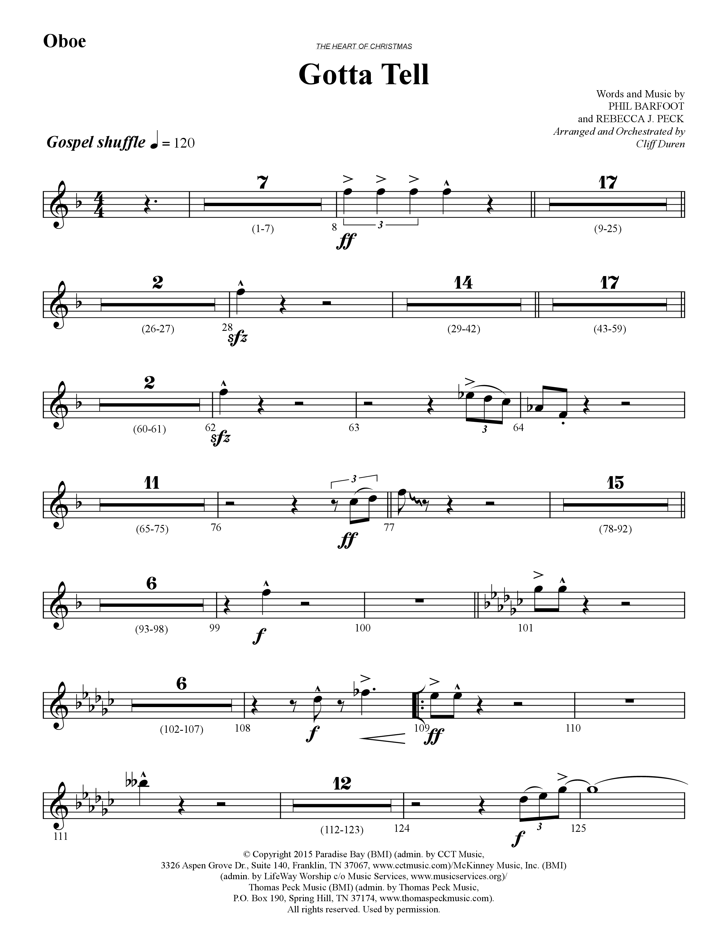 Gotta Tell (Choral Anthem SATB) Oboe (Lifeway Choral / Arr. Cliff Duren)