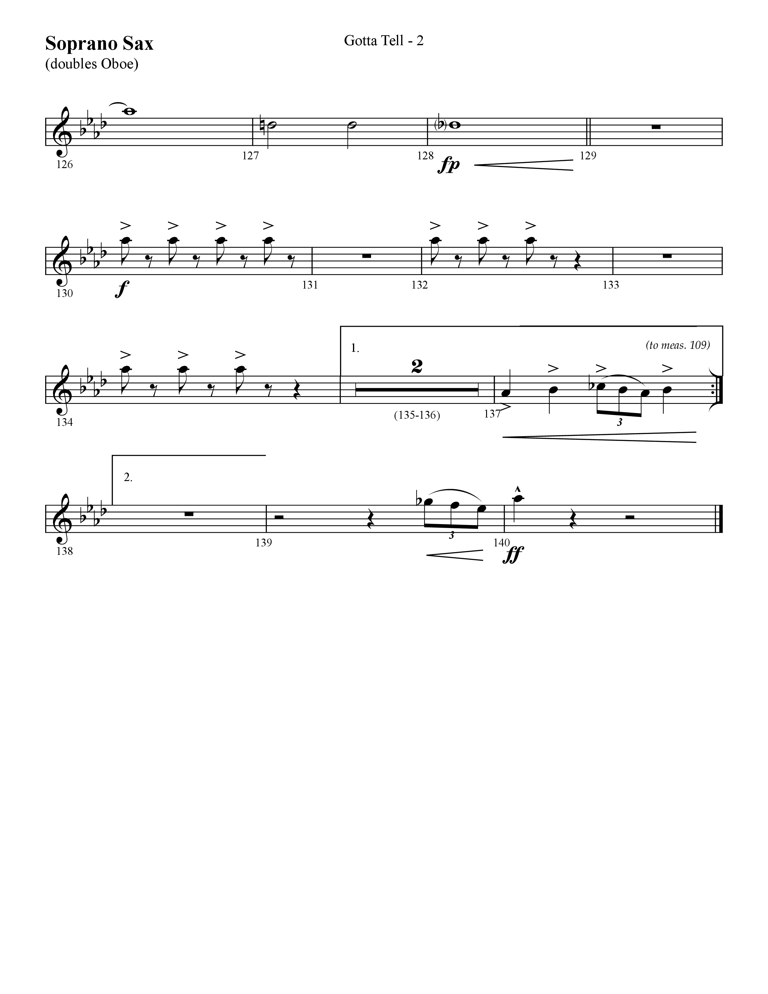 Gotta Tell (Choral Anthem SATB) Soprano Sax (Lifeway Choral / Arr. Cliff Duren)
