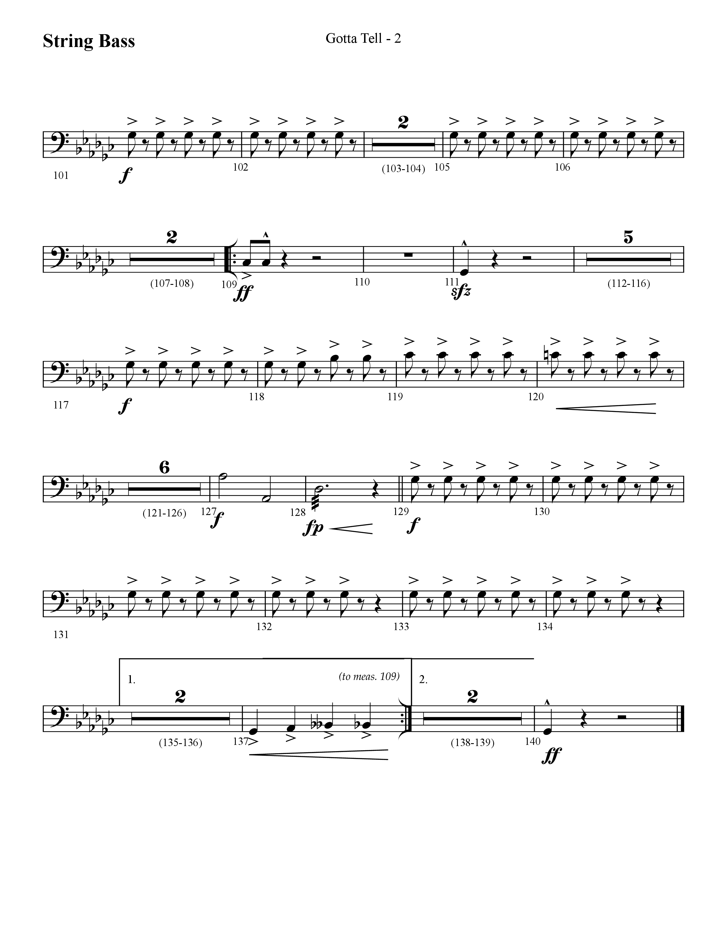 Gotta Tell (Choral Anthem SATB) String Bass (Lifeway Choral / Arr. Cliff Duren)
