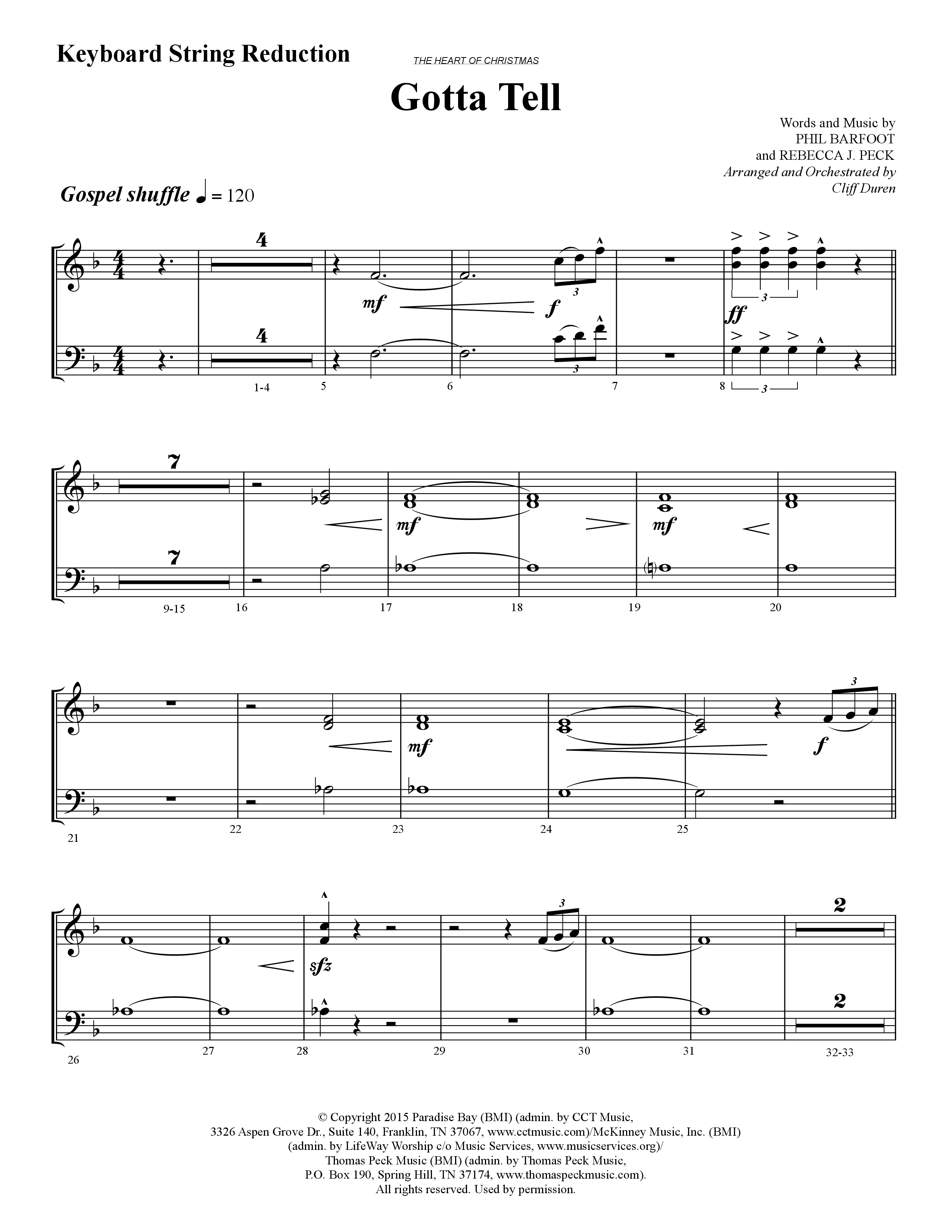 Gotta Tell (Choral Anthem SATB) String Reduction (Lifeway Choral / Arr. Cliff Duren)