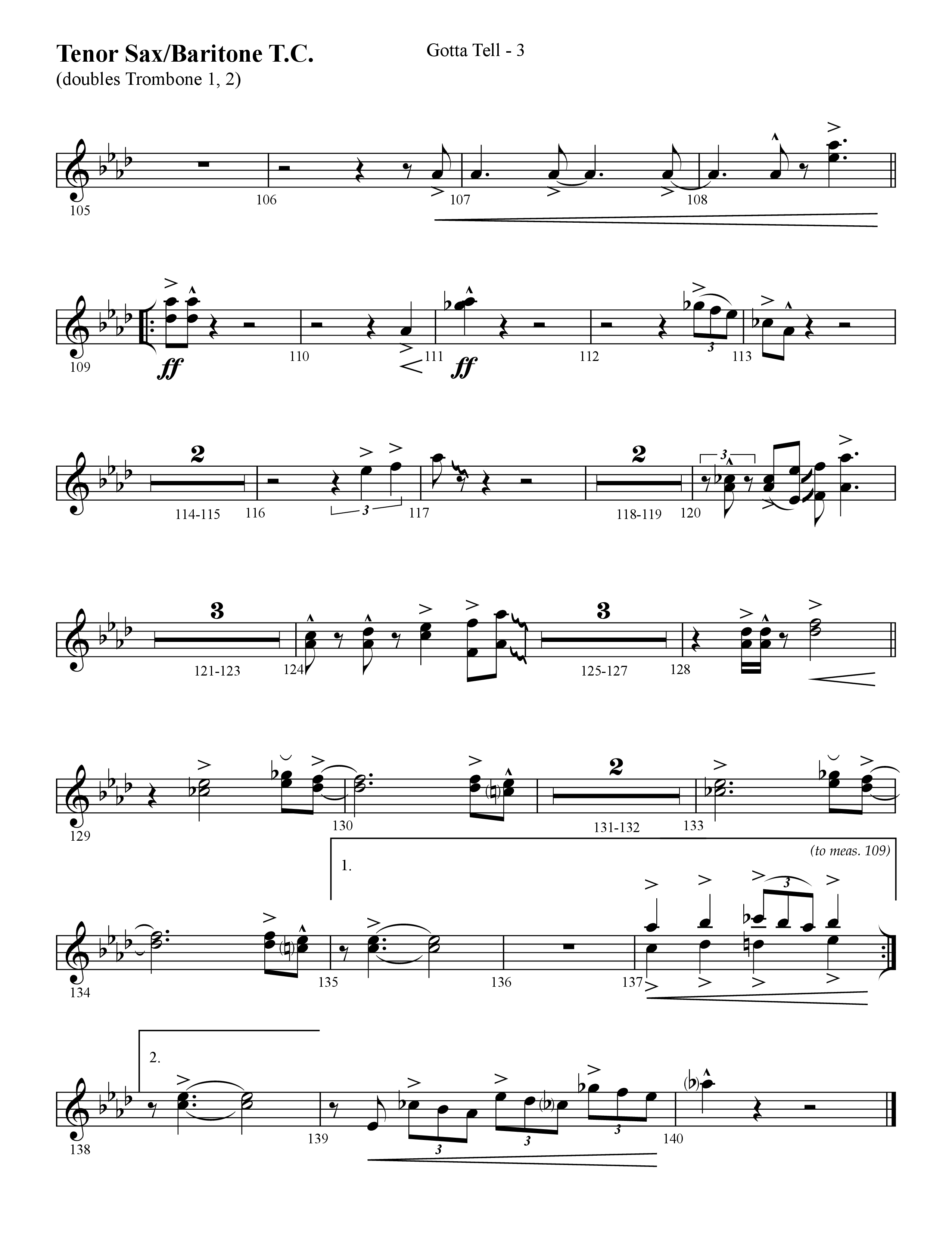 Gotta Tell (Choral Anthem SATB) Tenor Sax/Baritone T.C. (Lifeway Choral / Arr. Cliff Duren)