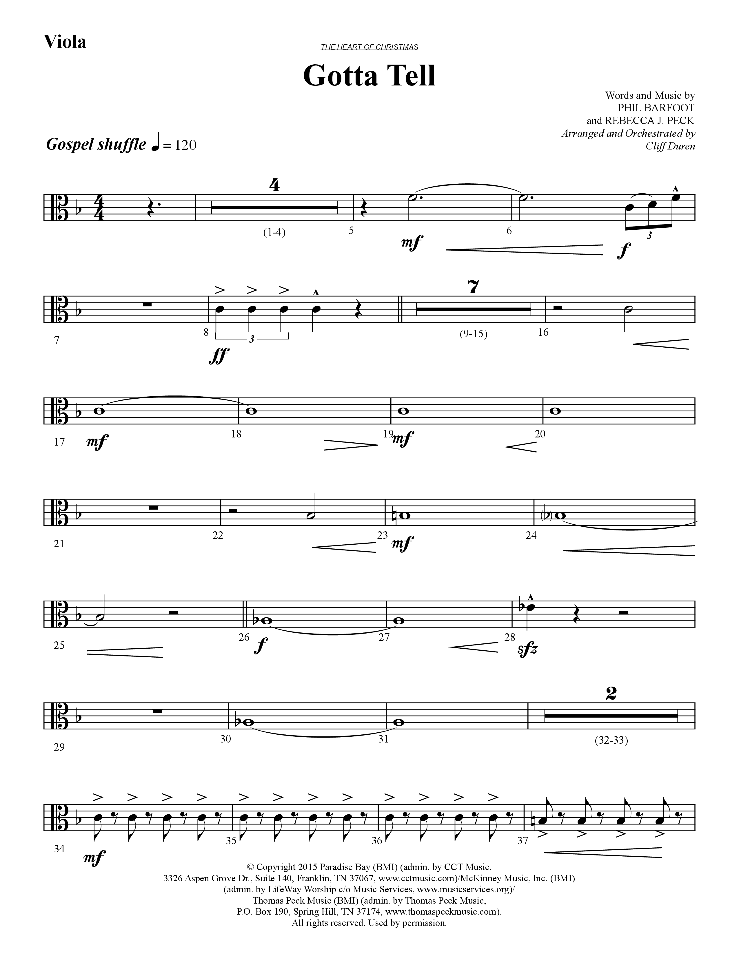 Gotta Tell (Choral Anthem SATB) Viola (Lifeway Choral / Arr. Cliff Duren)