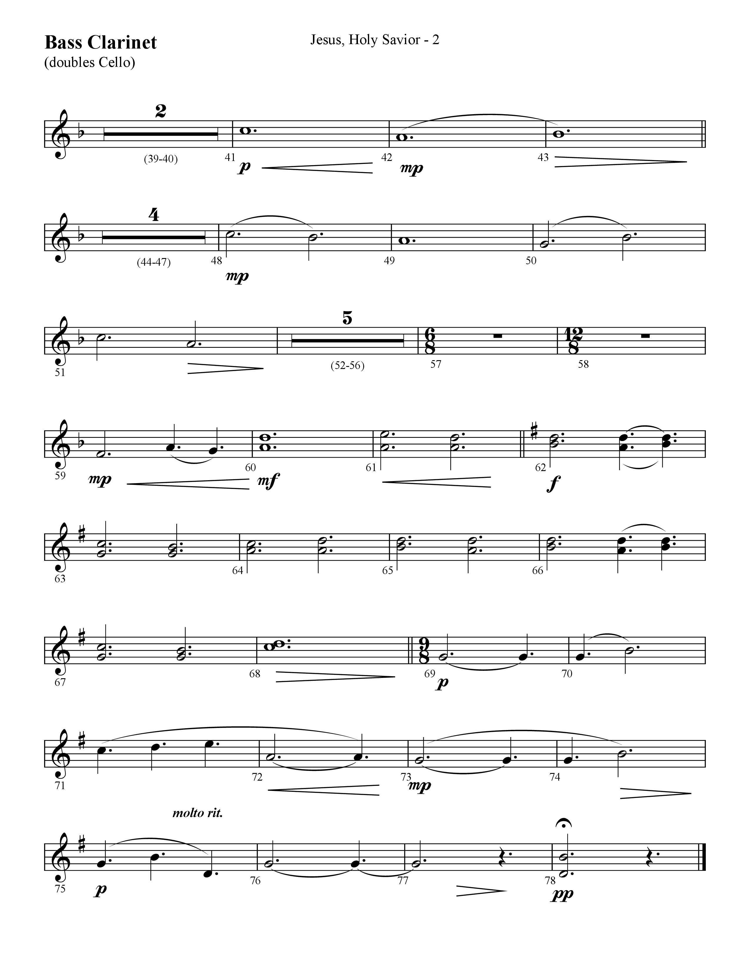 Jesus Holy Savior (with My Jesus I Love Thee) (Choral Anthem SATB) Bass Clarinet (Lifeway Choral / Arr. Cliff Duren)