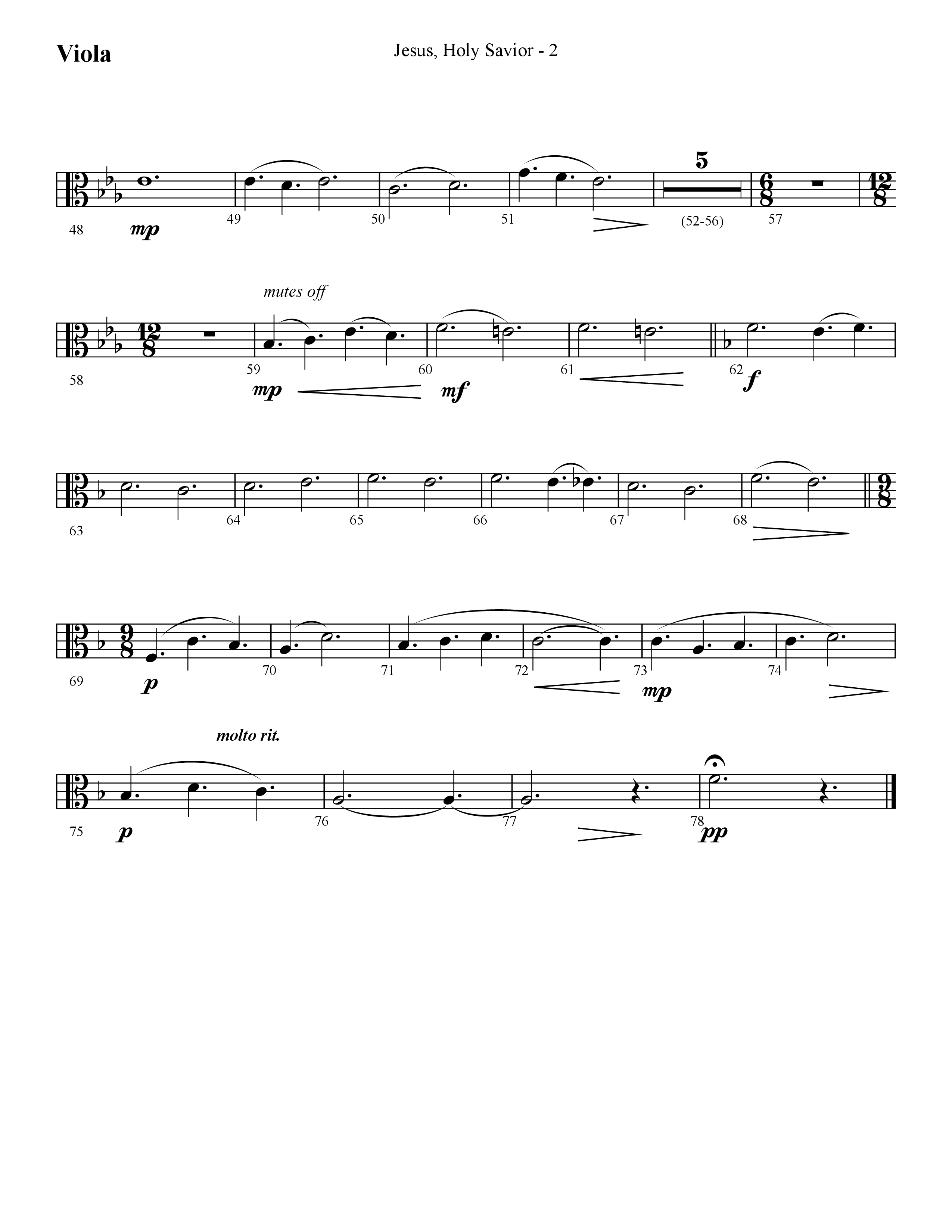 Jesus Holy Savior (with My Jesus I Love Thee) (Choral Anthem SATB) Viola (Lifeway Choral / Arr. Cliff Duren)
