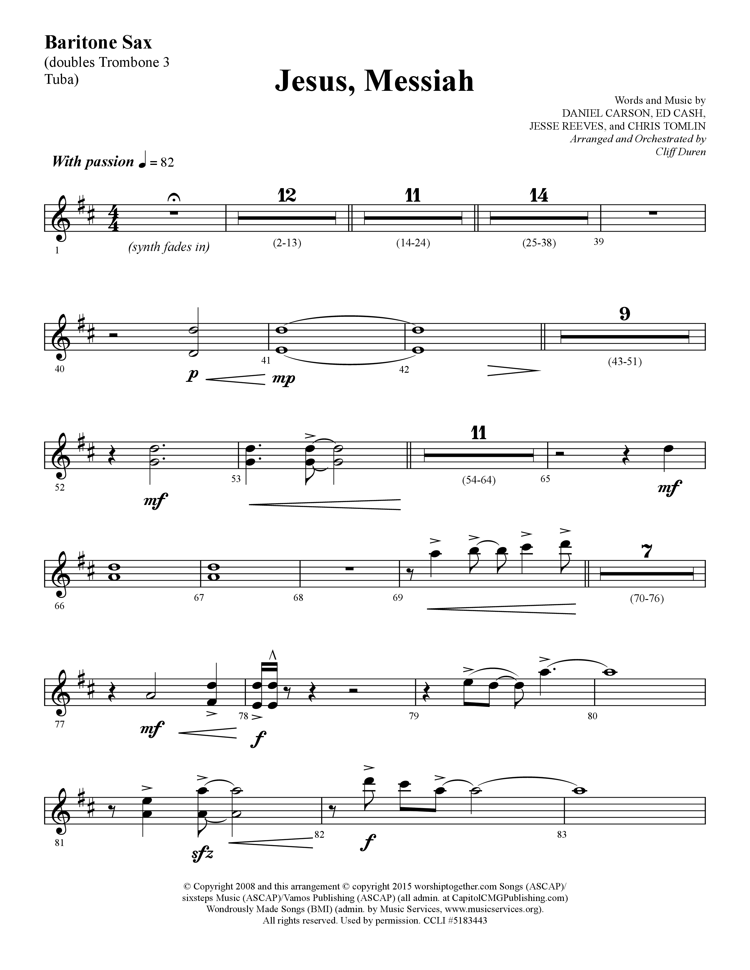 Jesus Messiah (Choral Anthem SATB) Bari Sax (Lifeway Choral / Arr. Cliff Duren)