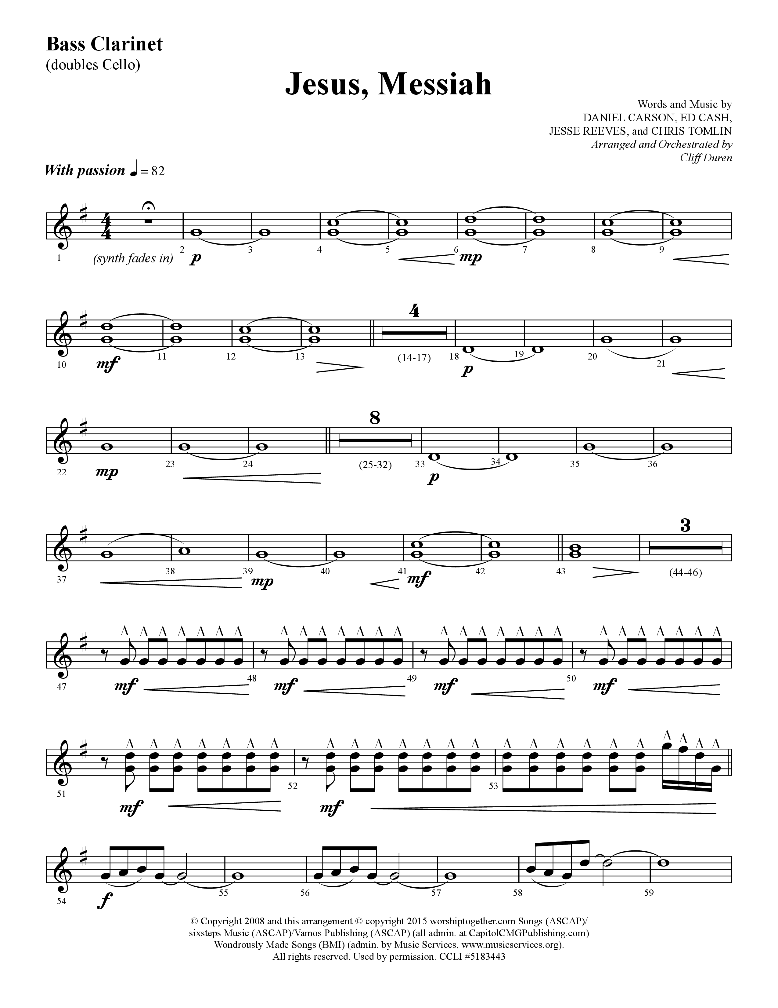 Jesus Messiah (Choral Anthem SATB) Bass Clarinet (Lifeway Choral / Arr. Cliff Duren)
