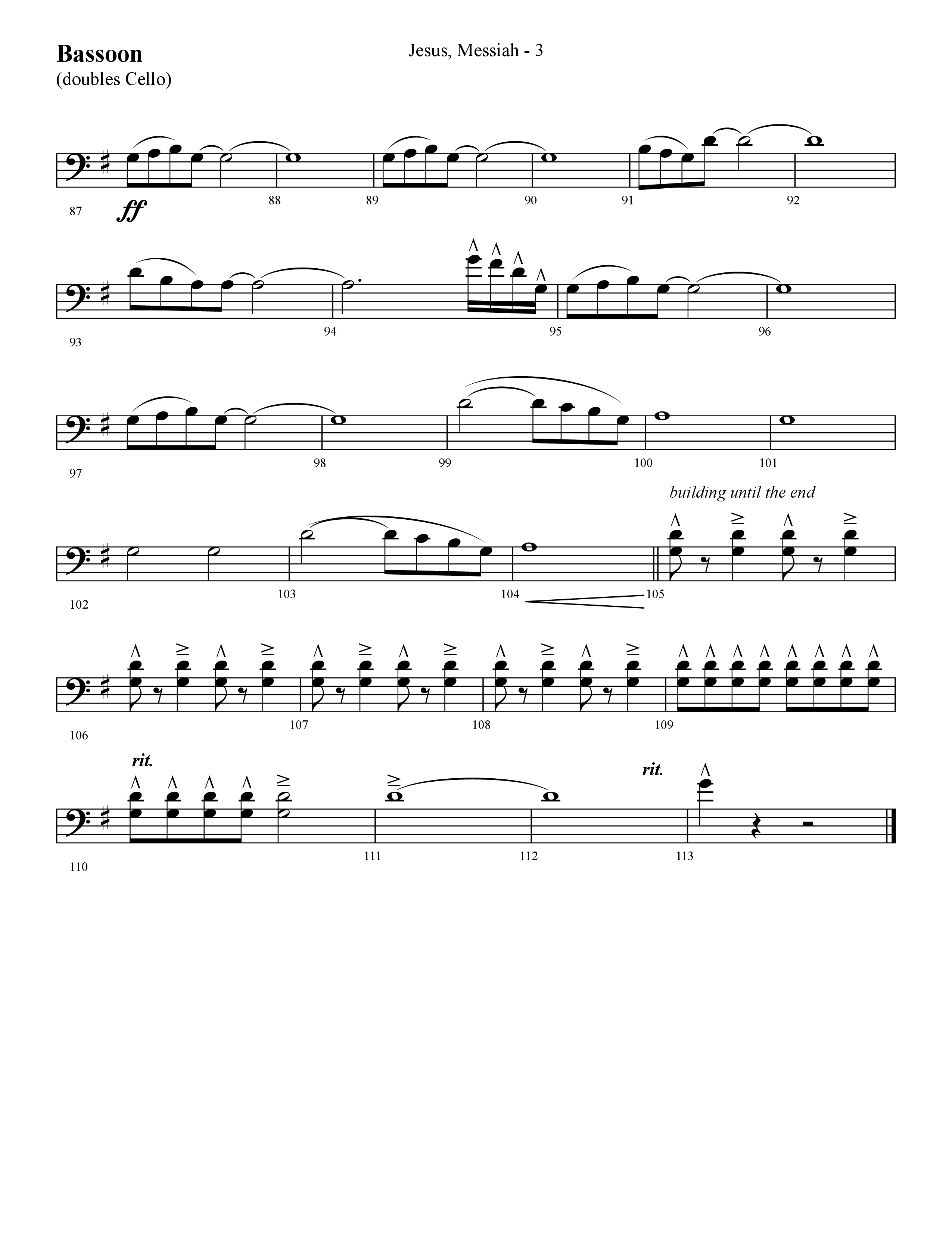 Jesus Messiah (Choral Anthem SATB) Bassoon (Lifeway Choral / Arr. Cliff Duren)