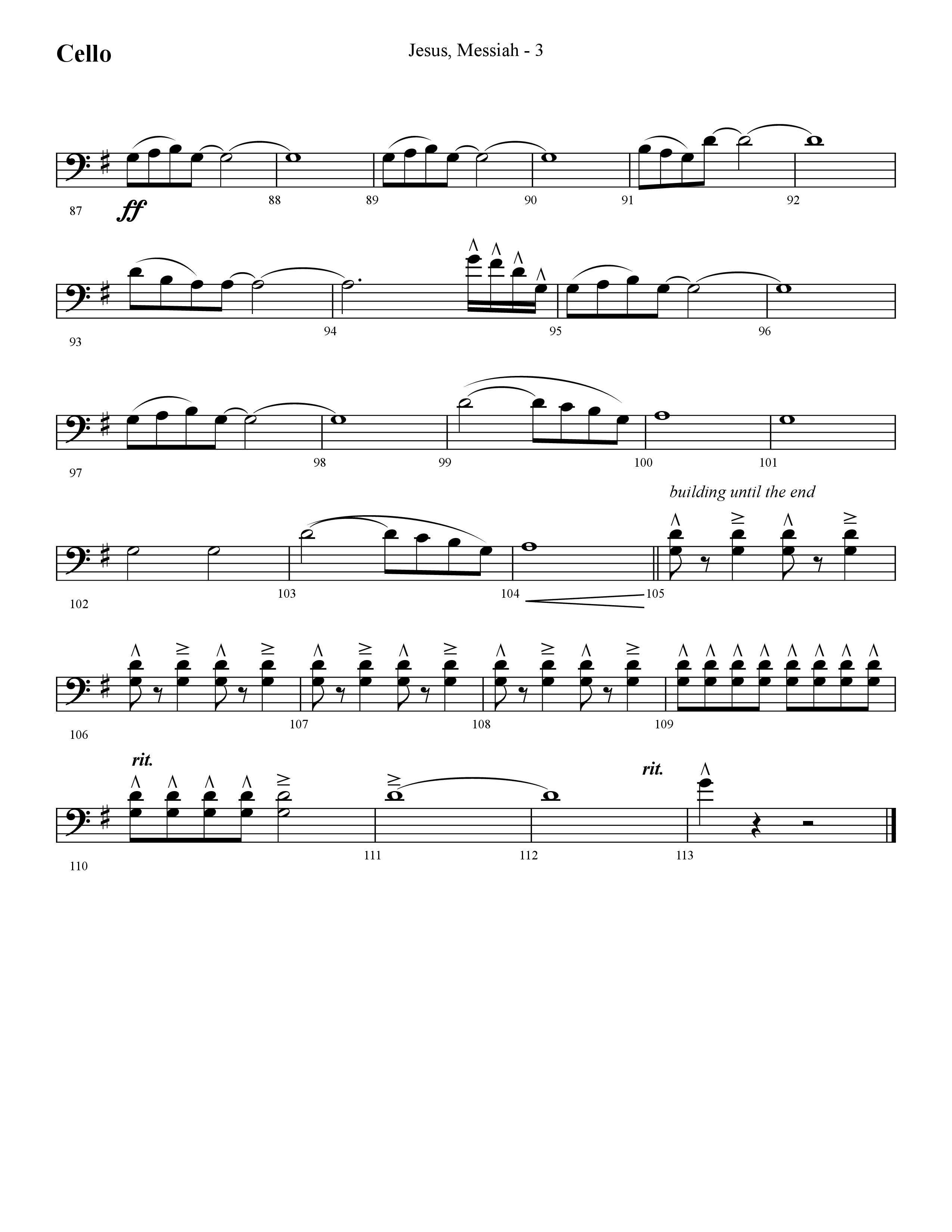 Jesus Messiah (Choral Anthem SATB) Cello (Lifeway Choral / Arr. Cliff Duren)