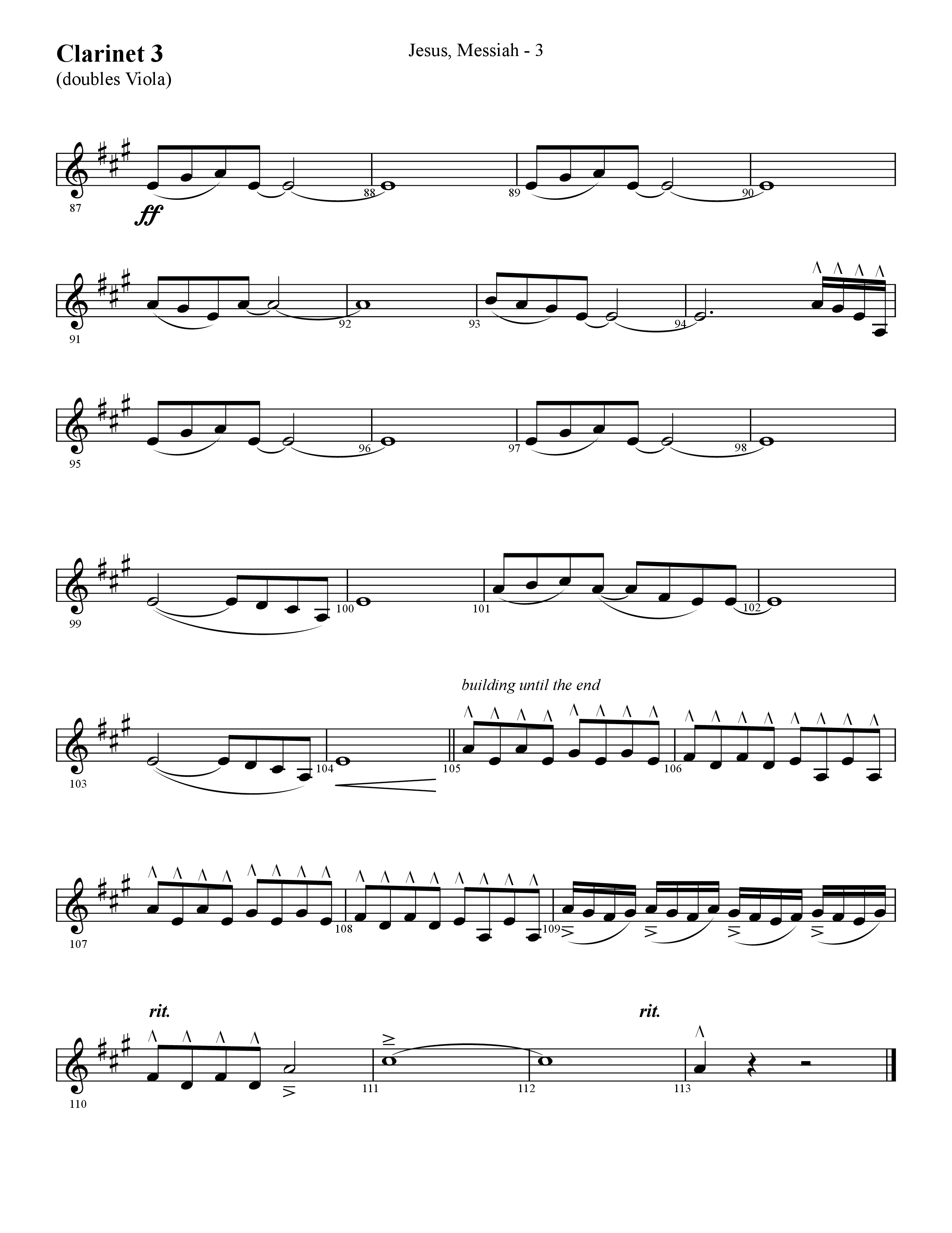 Jesus Messiah (Choral Anthem SATB) Clarinet 3 (Lifeway Choral / Arr. Cliff Duren)