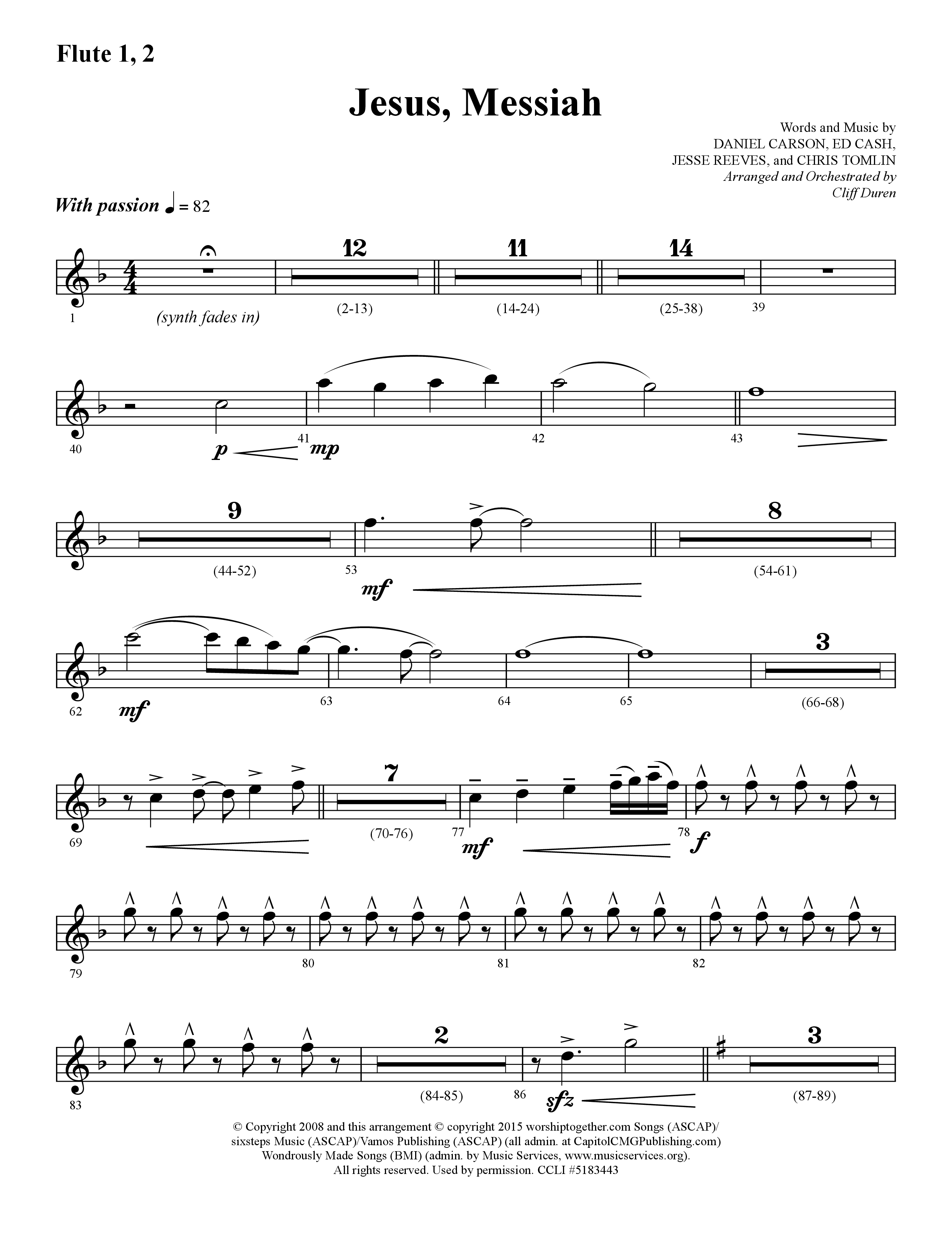 Jesus Messiah (Choral Anthem SATB) Flute 1/2 (Lifeway Choral / Arr. Cliff Duren)