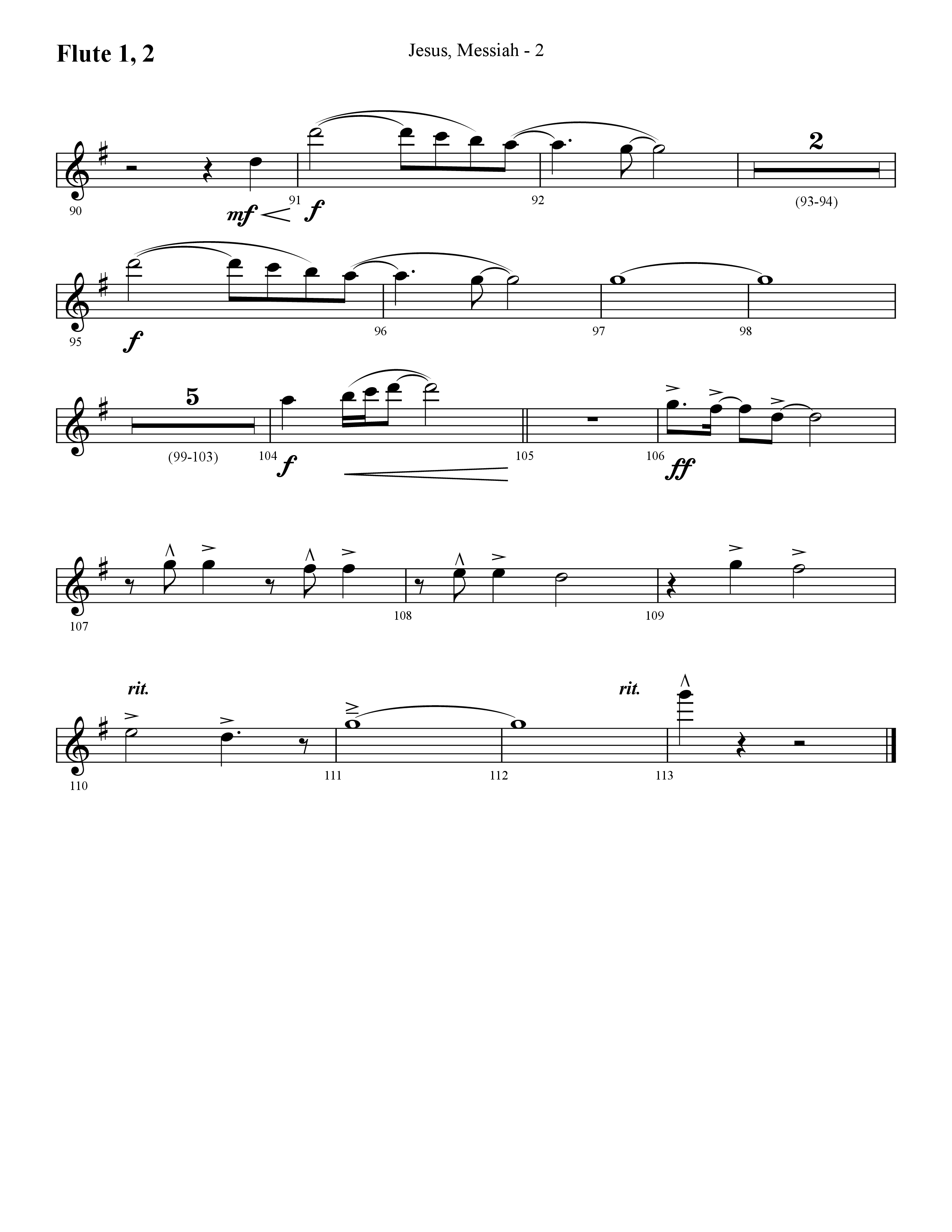 Jesus Messiah (Choral Anthem SATB) Flute 1/2 (Lifeway Choral / Arr. Cliff Duren)
