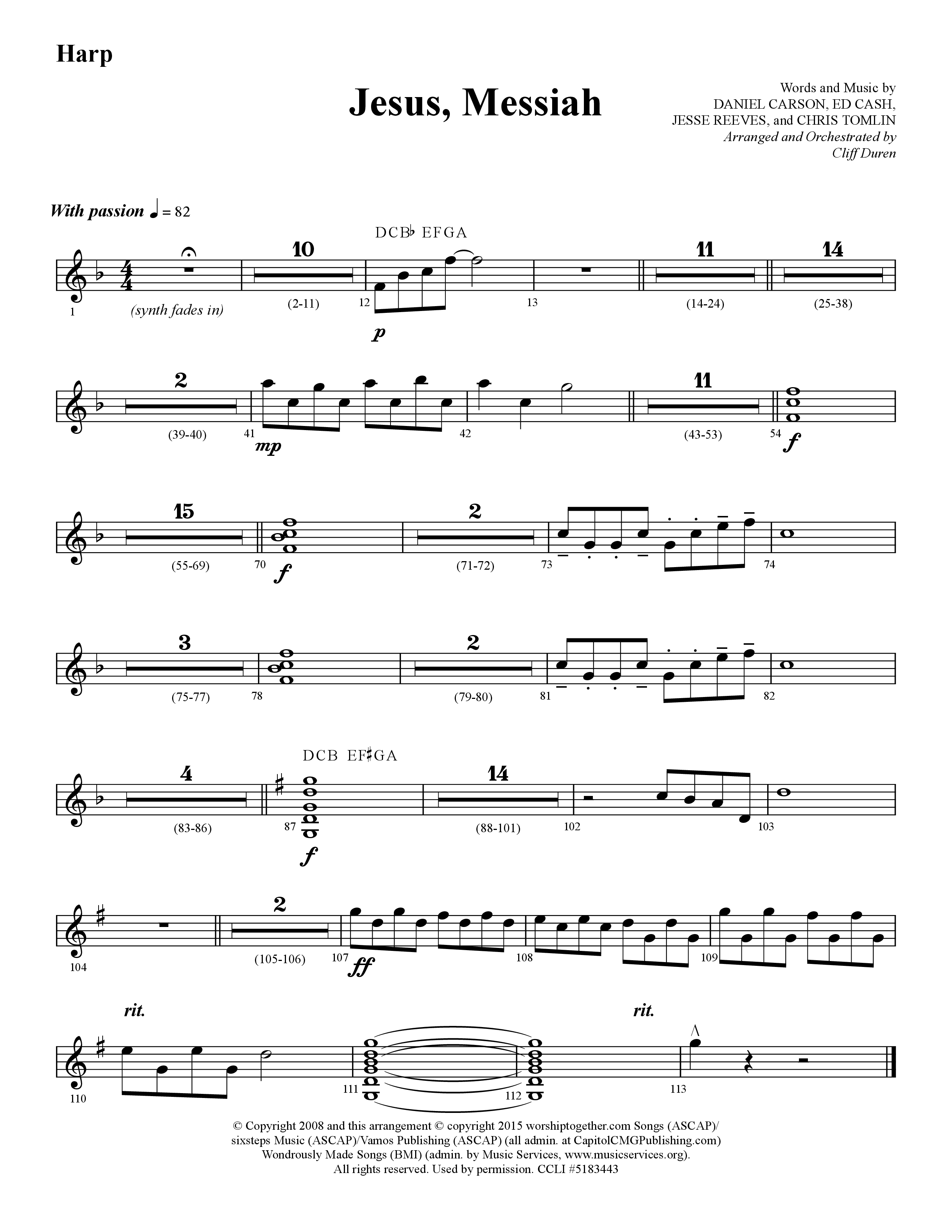 Jesus Messiah (Choral Anthem SATB) Harp (Lifeway Choral / Arr. Cliff Duren)