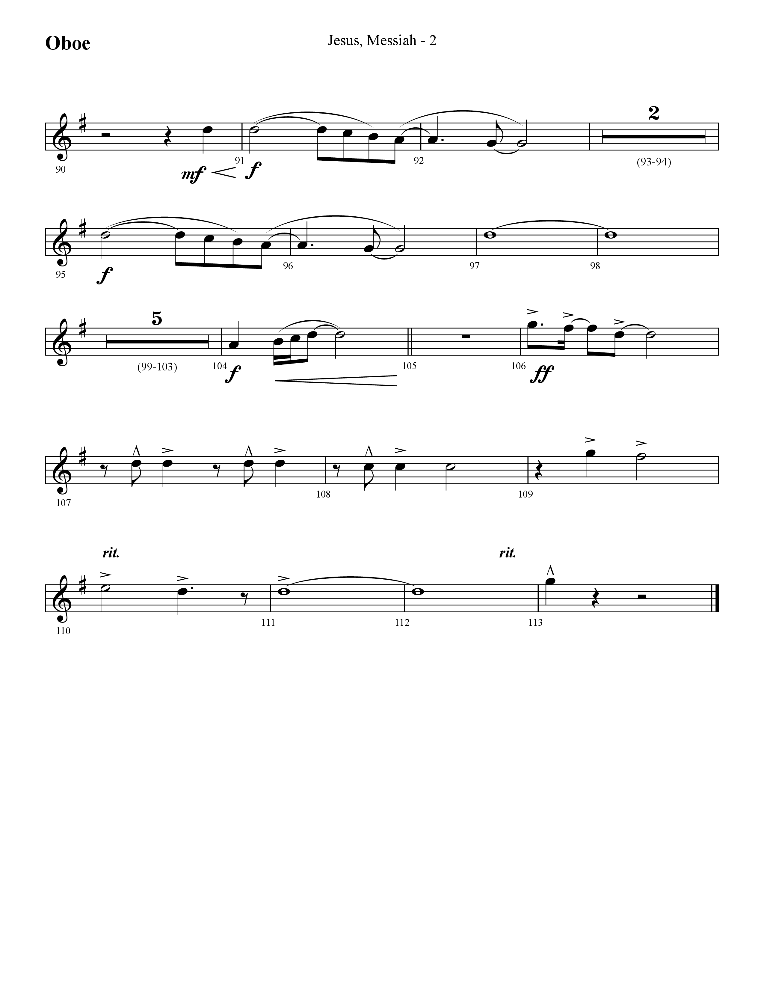 Jesus Messiah (Choral Anthem SATB) Oboe (Lifeway Choral / Arr. Cliff Duren)
