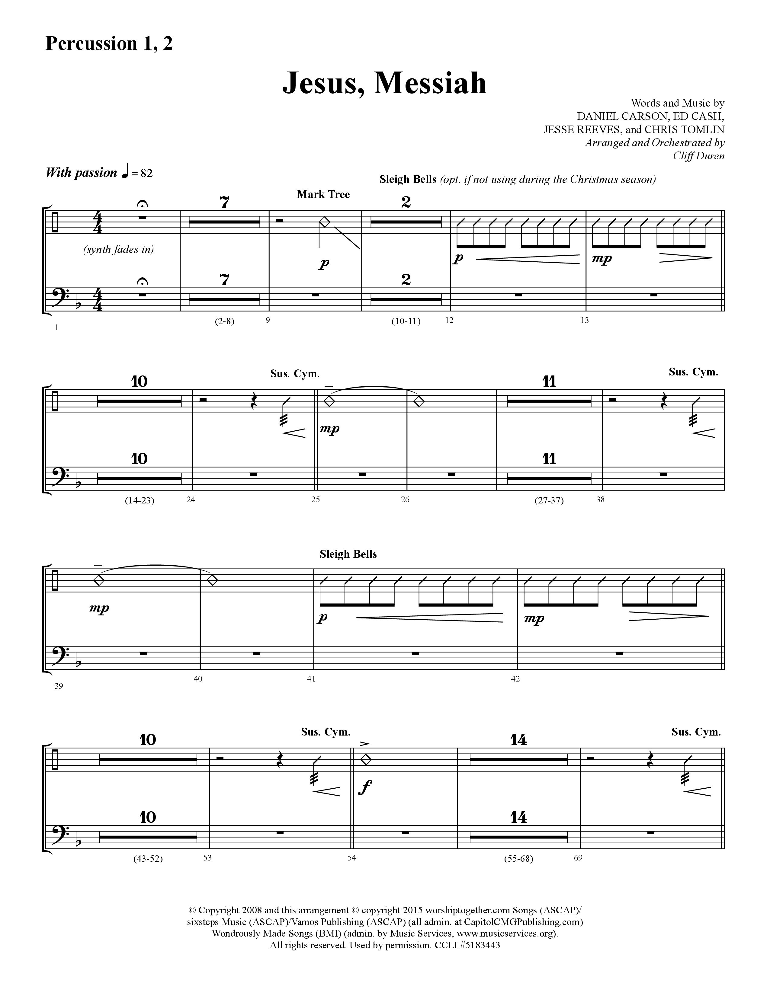 Jesus Messiah (Choral Anthem SATB) Percussion 1/2 (Lifeway Choral / Arr. Cliff Duren)