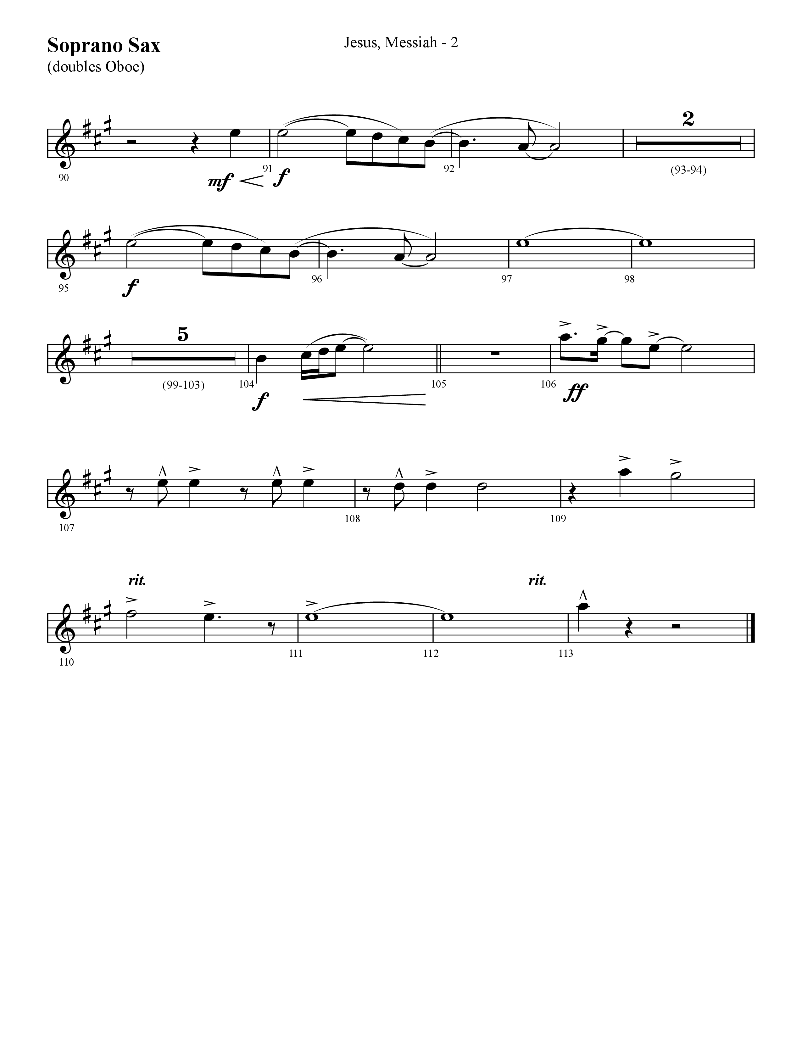 Jesus Messiah (Choral Anthem SATB) Soprano Sax (Lifeway Choral / Arr. Cliff Duren)