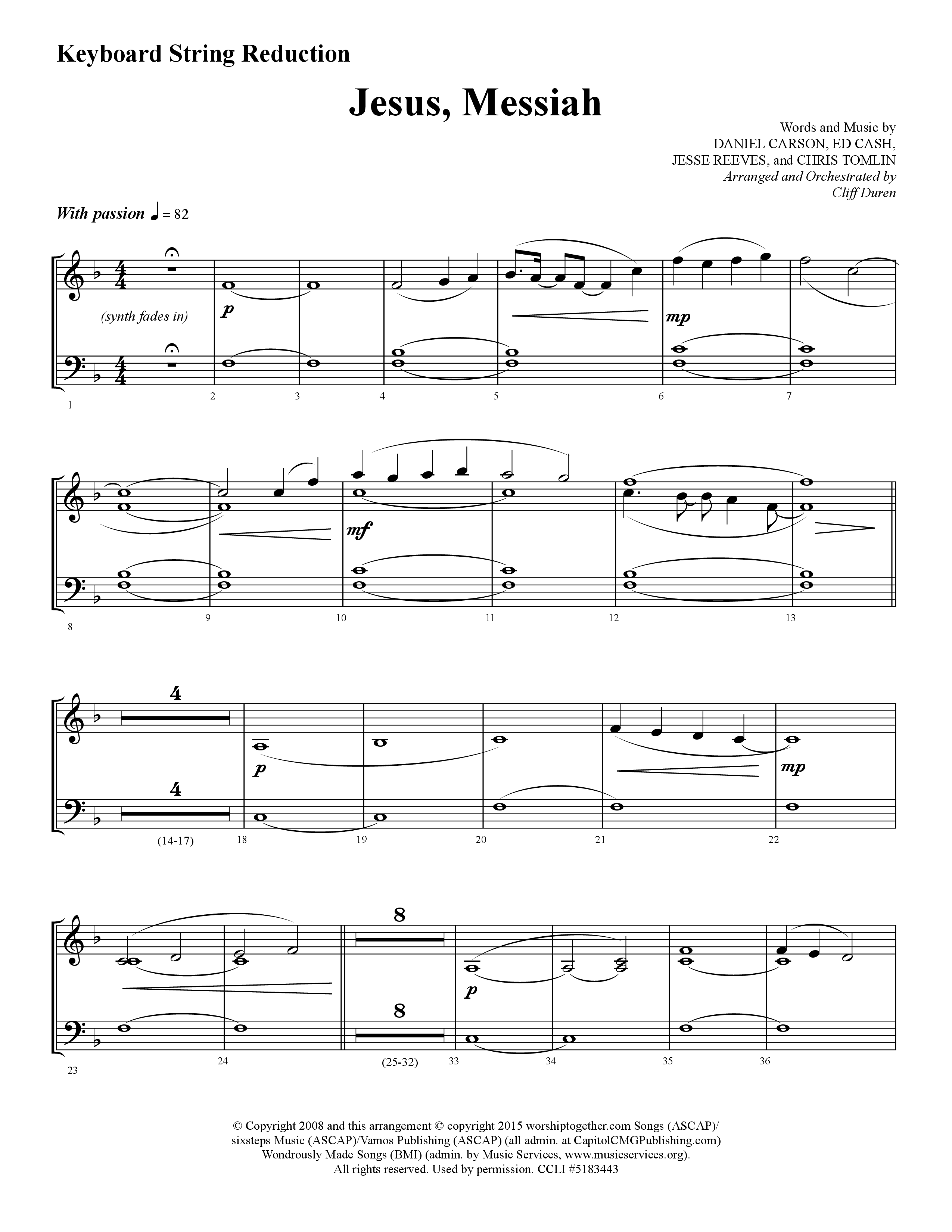 Jesus Messiah (Choral Anthem SATB) String Reduction (Lifeway Choral / Arr. Cliff Duren)