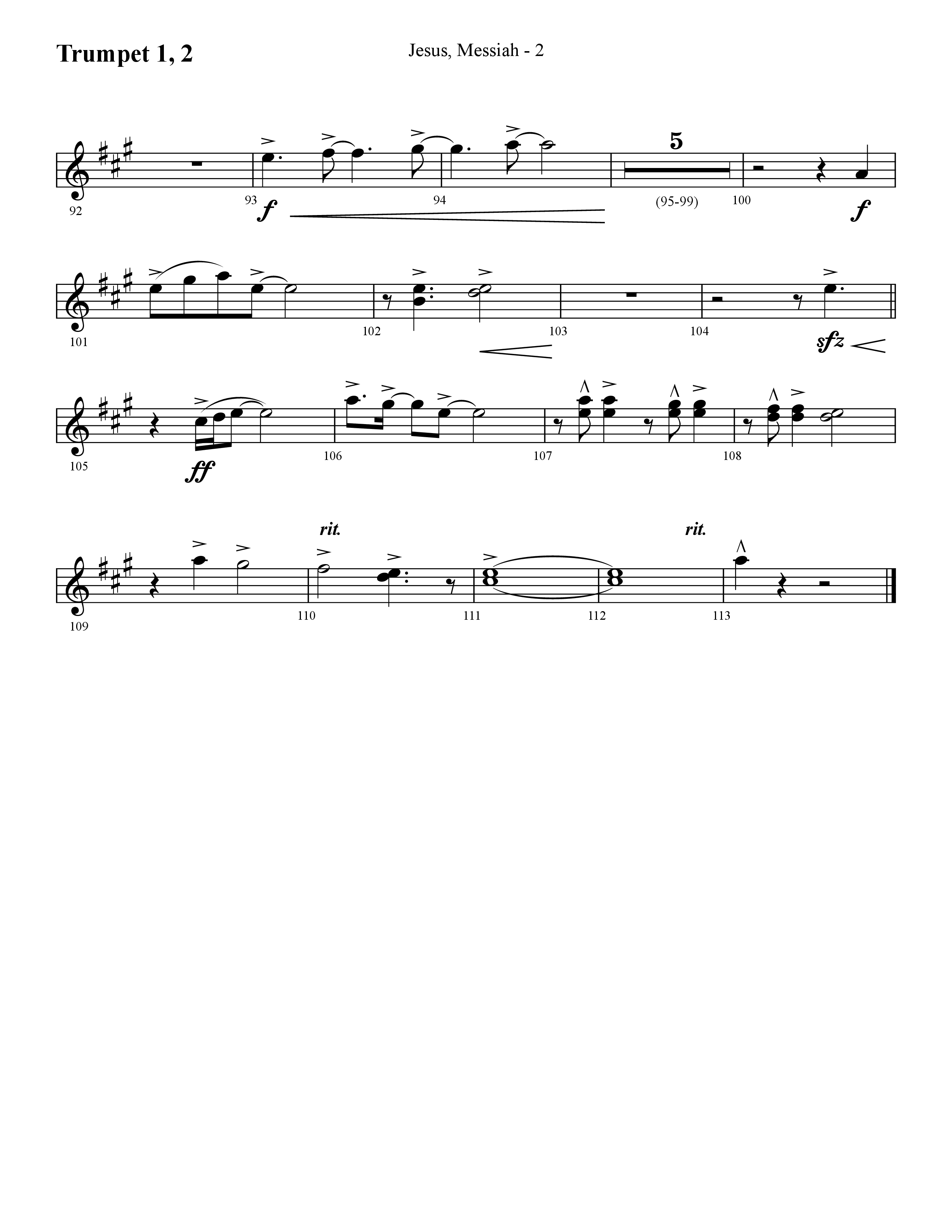 Jesus Messiah (Choral Anthem SATB) Trumpet 1,2 (Lifeway Choral / Arr. Cliff Duren)