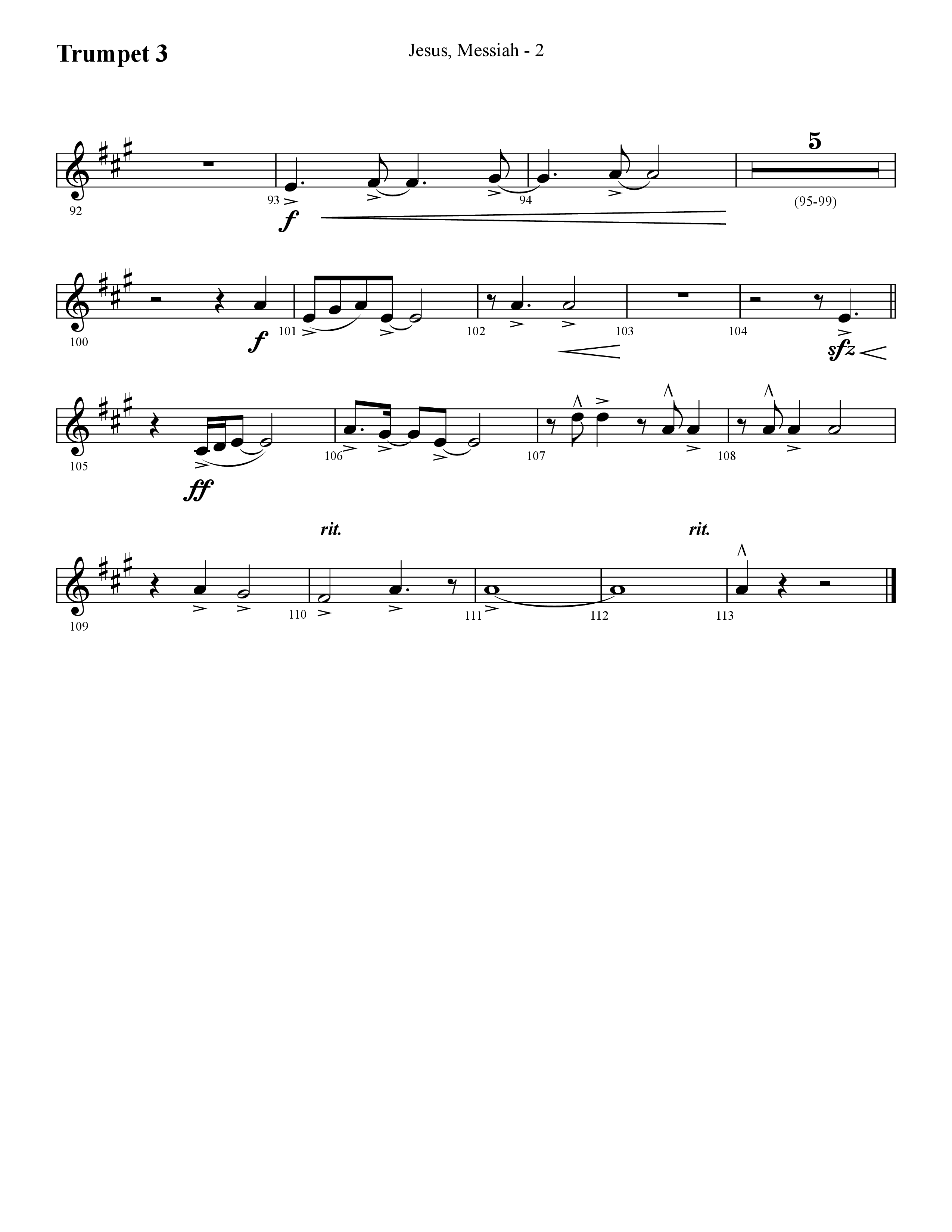 Jesus Messiah (Choral Anthem SATB) Trumpet 3 (Lifeway Choral / Arr. Cliff Duren)